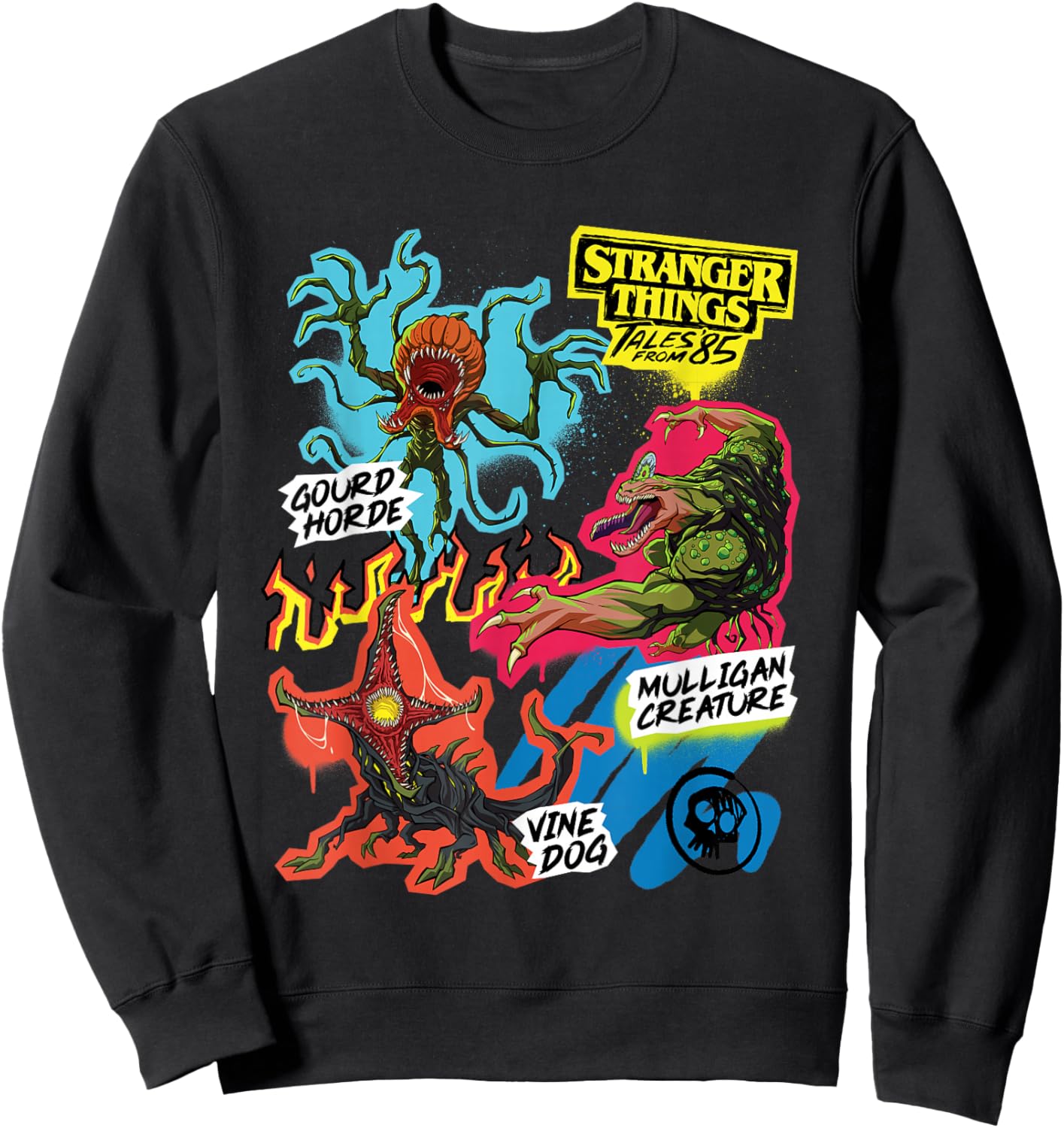 Stranger Things Tales from '85 Monsters Scrapbook Sweatshirt - Sweatshirt | Black