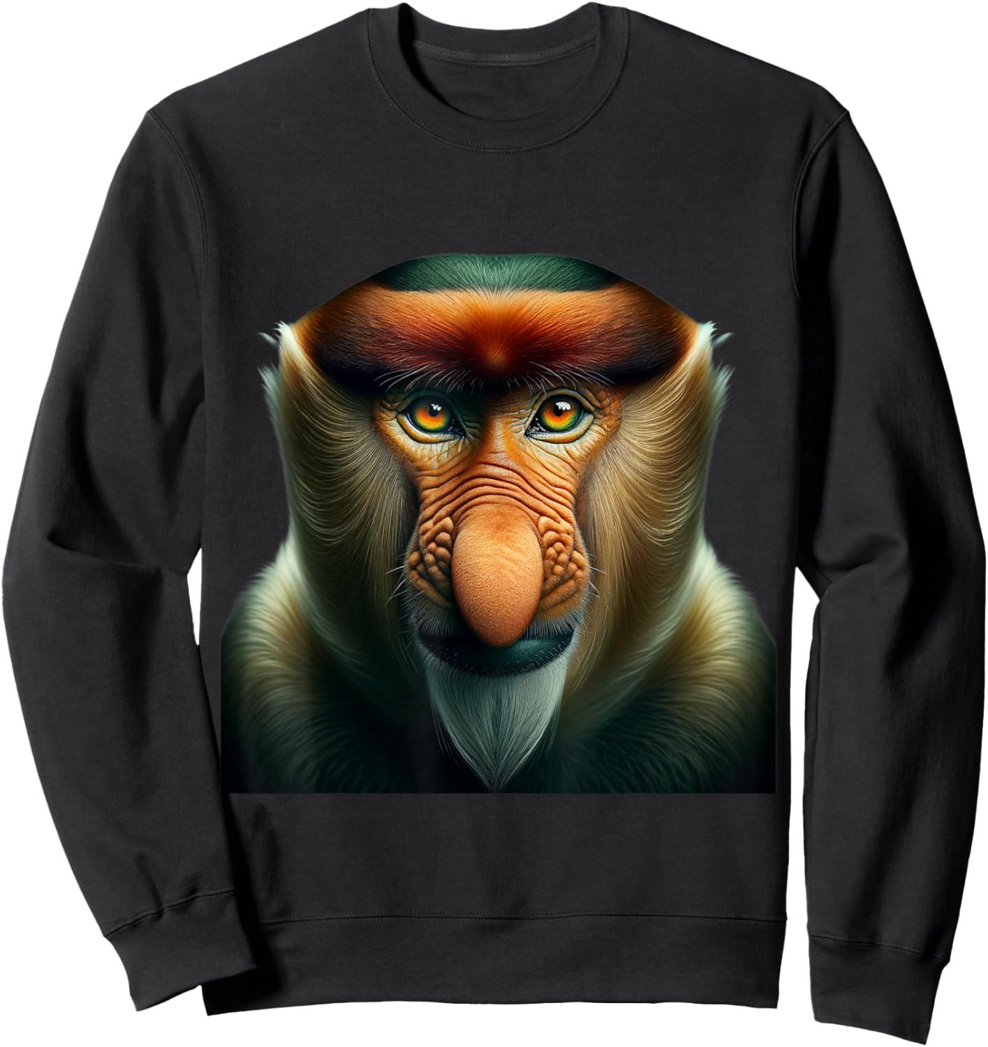 Proboscis Monkey Shirt Monkey Portrait Wildlife Exotic Ape Sweatshirt - Sweatshirt | Black