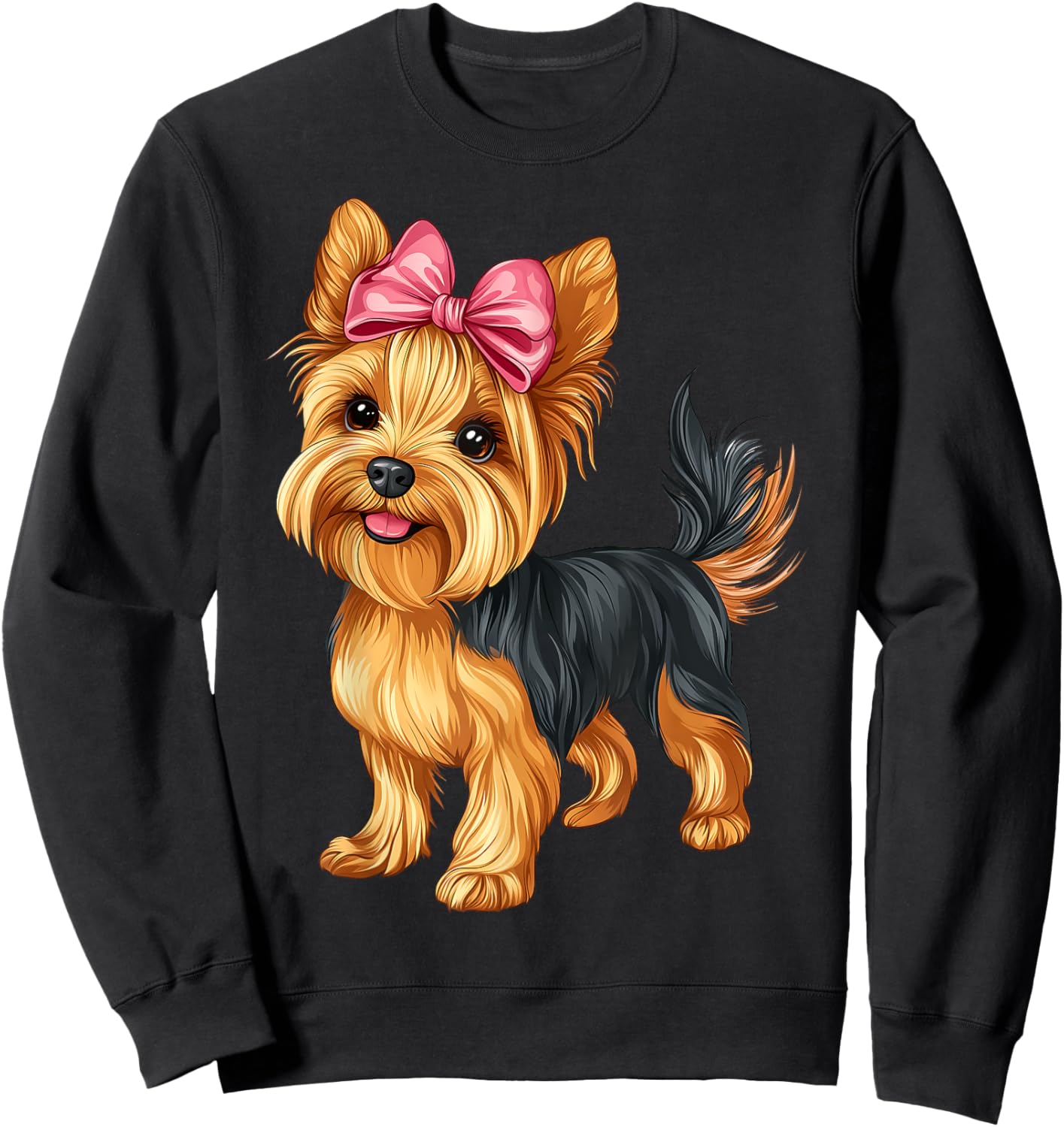 Coquette Bow Yorkshire Terrier Dog Yorkie Mom Girl Pink Sweatshirt - Sweatshirt | Black