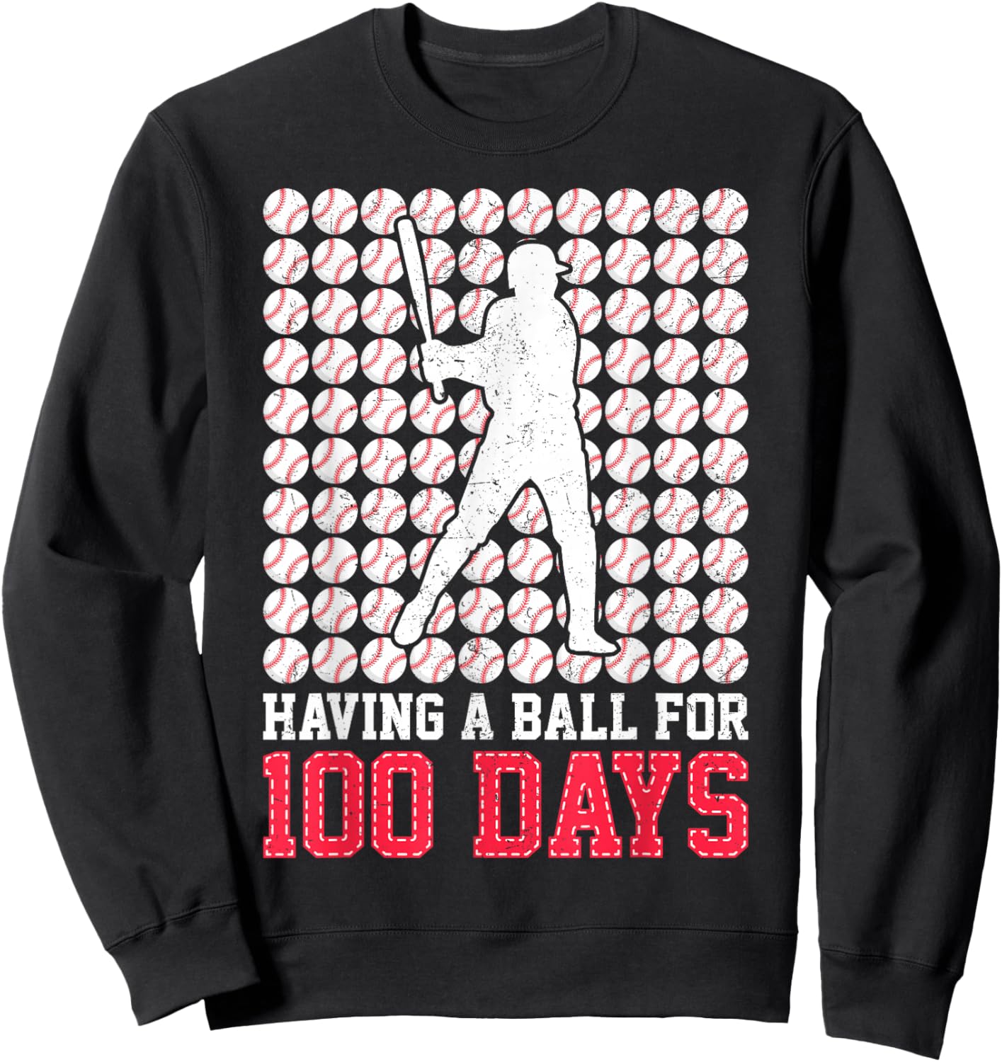 100 Days Of School Baseball 100th Day Balls For Boys Players Sweatshirt - Sweatshirt | Black
