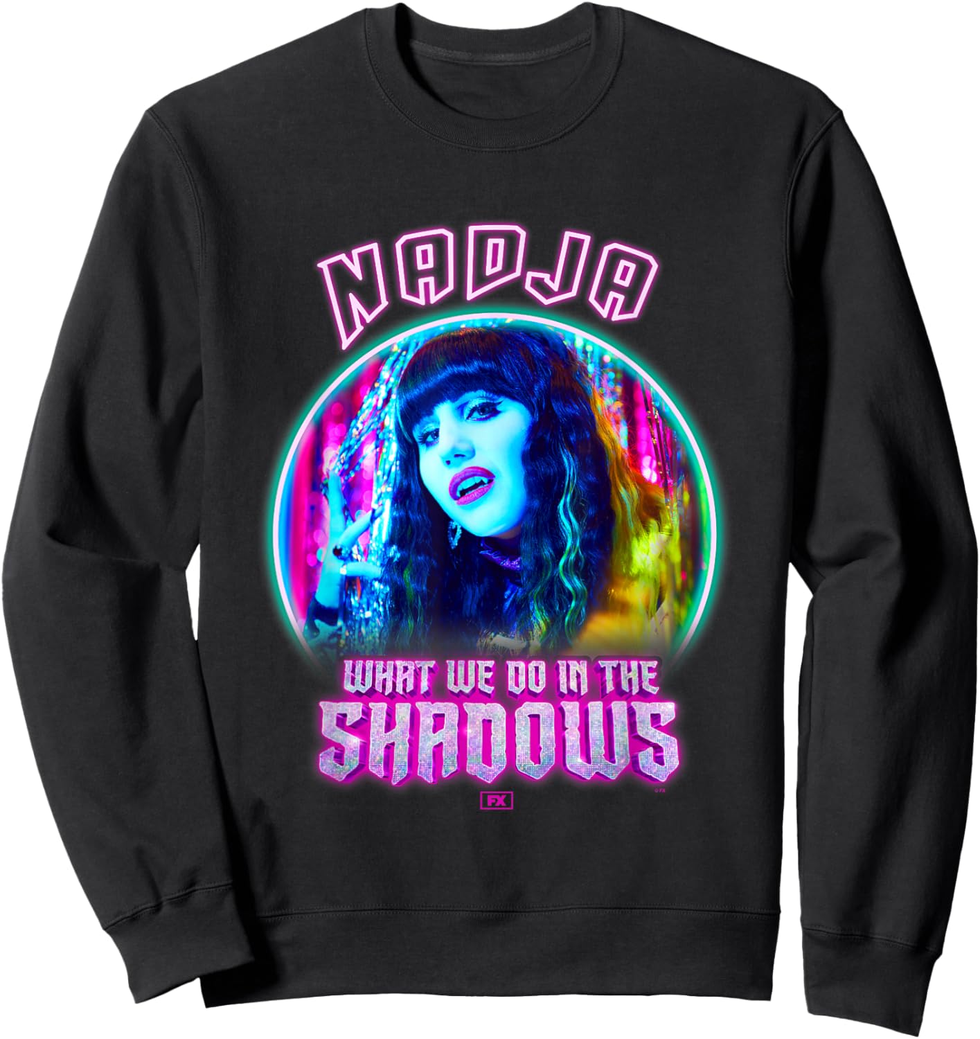 What We Do In The Shadows Cool Nadja Big Chest Neon Portrait Sweatshirt - Sweatshirt | Black