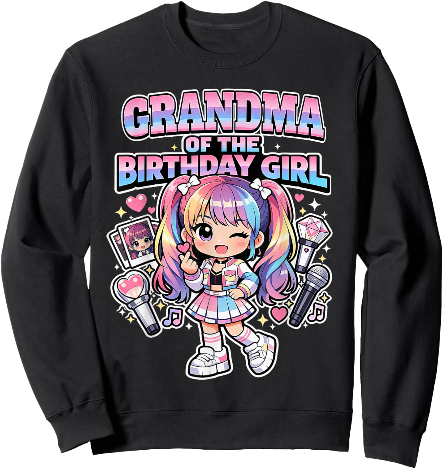 Grandma of Birthday Girl Korean Popular Music K-pop Lovers Sweatshirt - Sweatshirt | Black