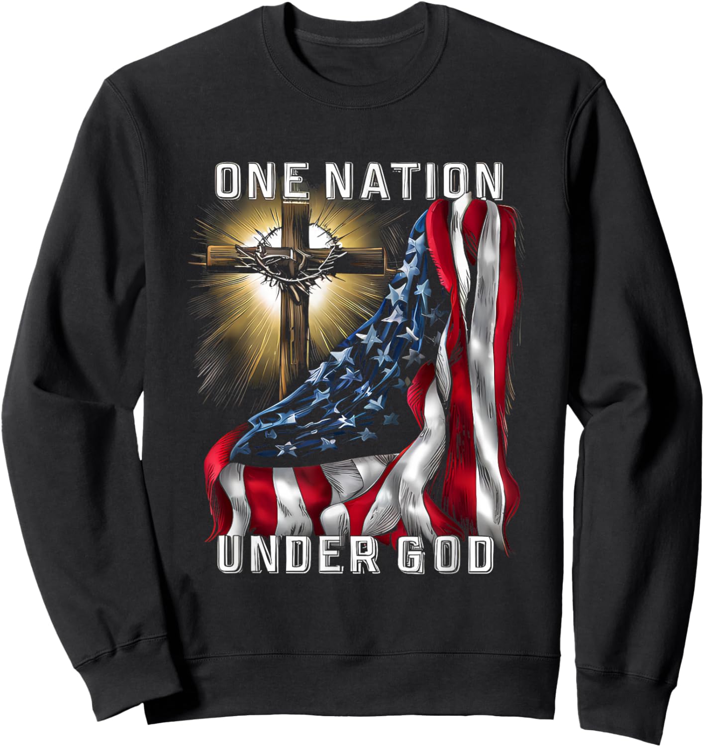 America One Nation Under God Sweatshirt - Sweatshirt | Black