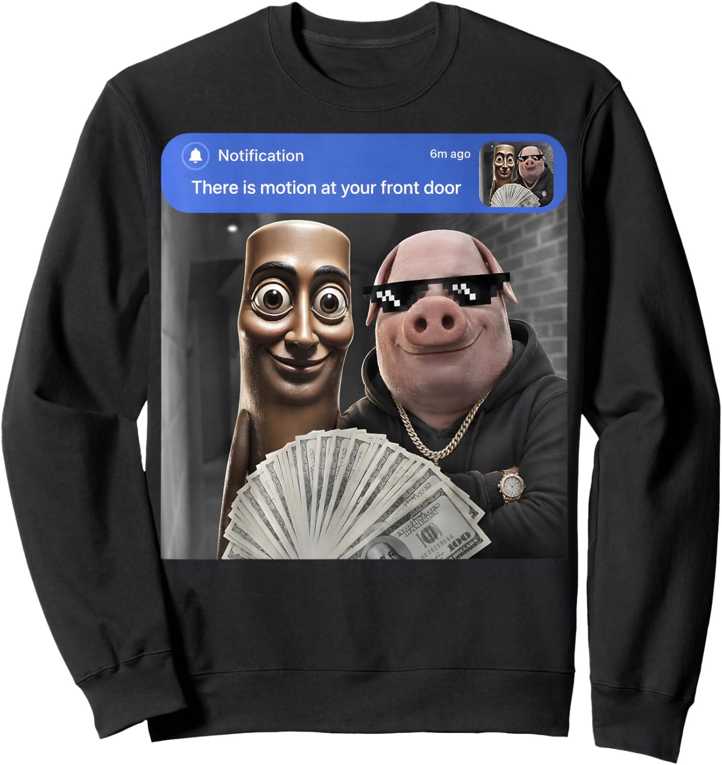 Funny Tung Tung Tung Sahur, John Pork Brainrot Gift Kids Sweatshirt - Sweatshirt | Black