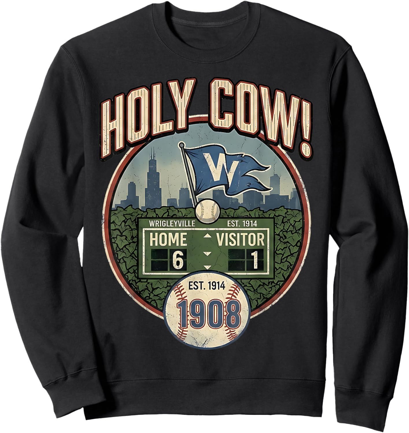 North Side Baseball 1908 Retro Vintage Chicago Fan Gear Sweatshirt - Sweatshirt | Black