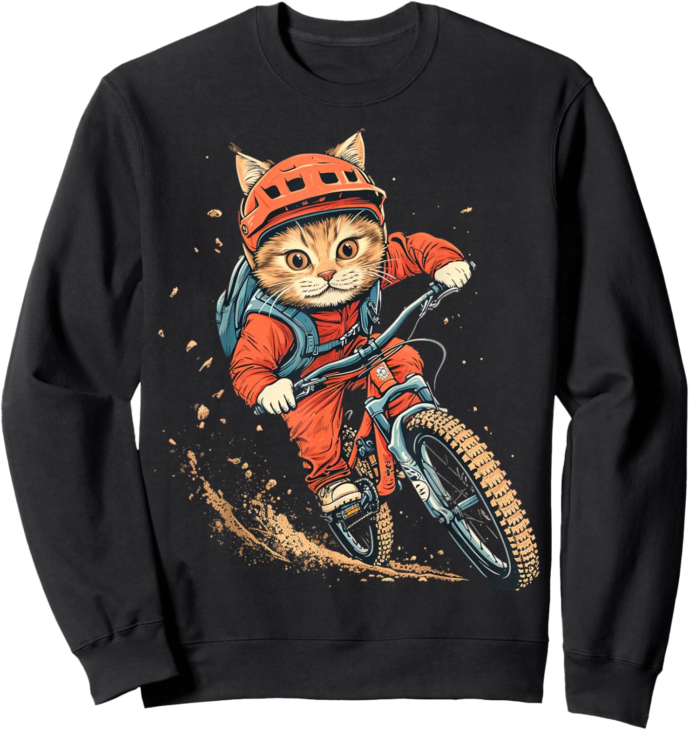Mountain Biking Cat Sweatshirt - Sweatshirt | Black