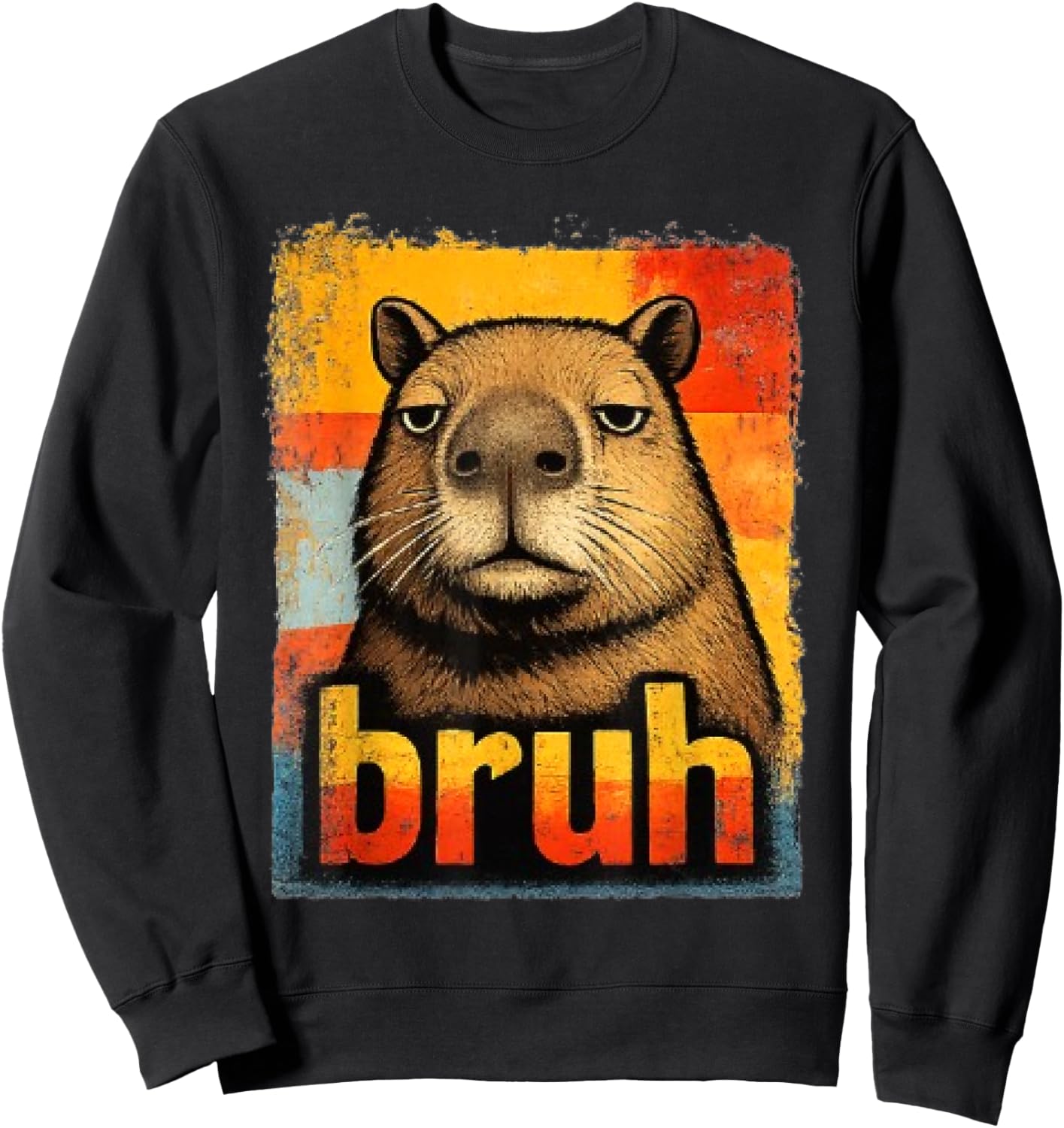 Funny Graphic Meme Capybara Bruh for Boys Girls Men Women Sweatshirt - Sweatshirt | Black