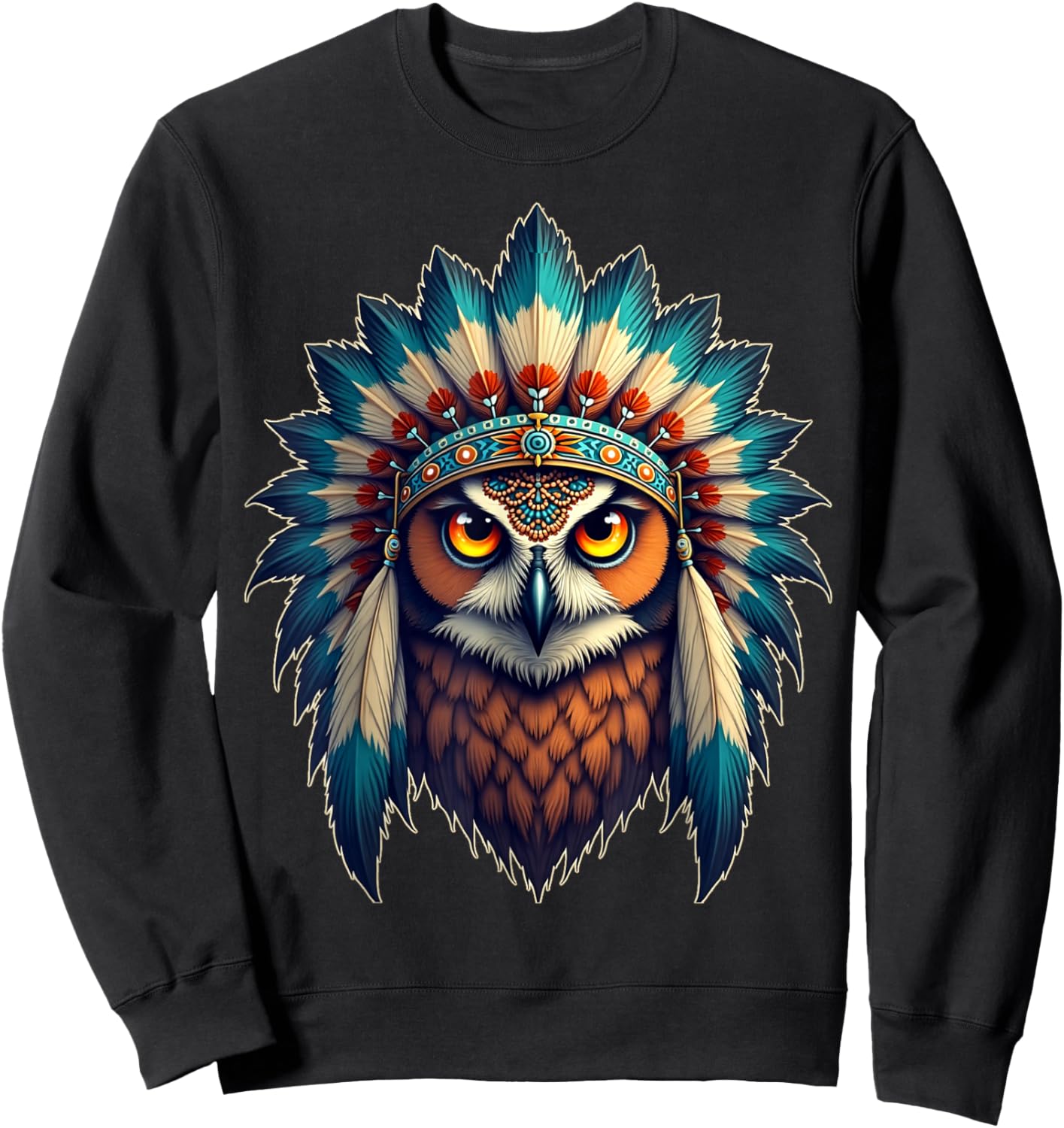 Headdress Owl Native American Pride, Indian Heritage Tribe Sweatshirt - Sweatshirt | Black