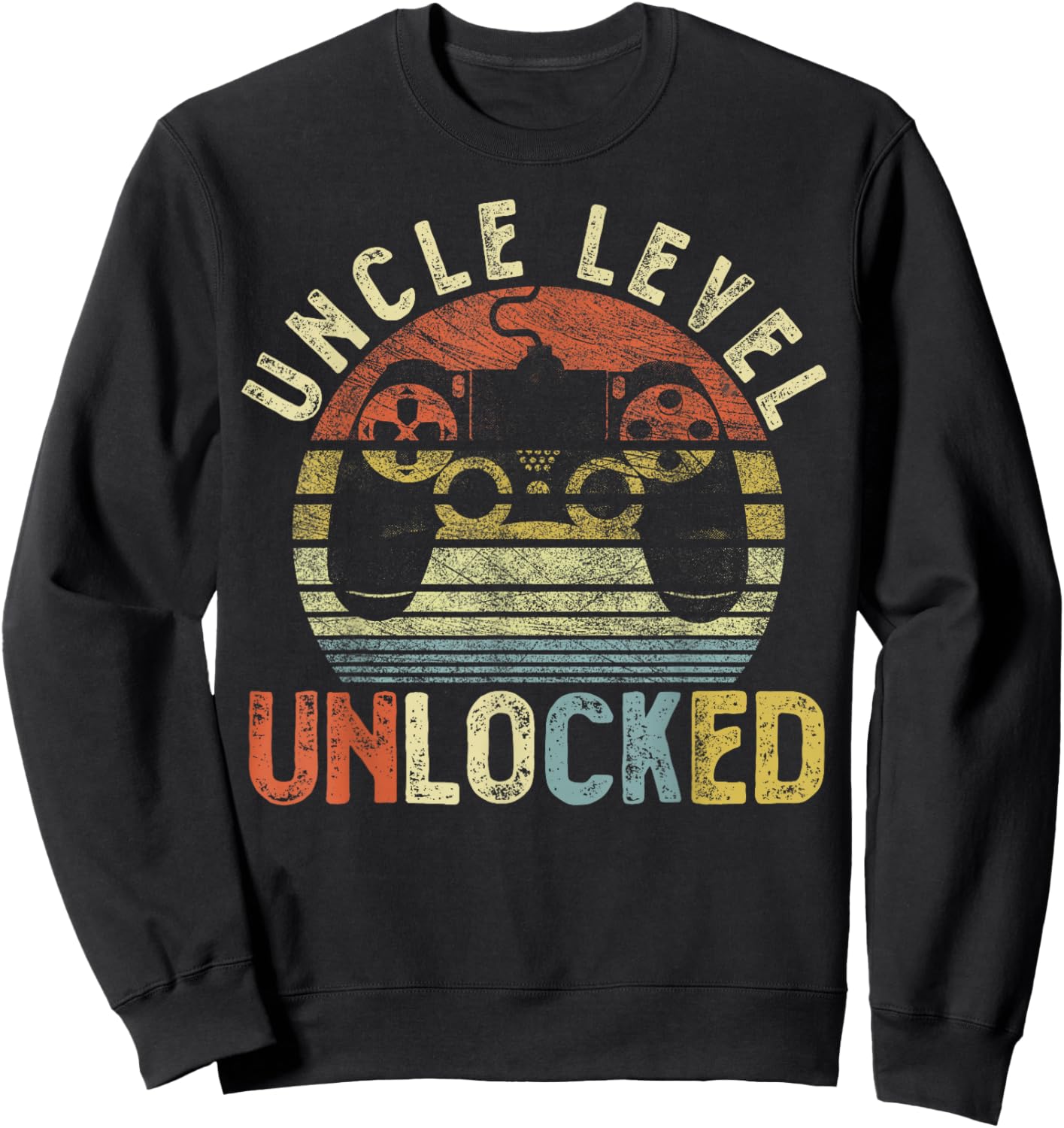 Vintage Uncle Level Unlocked, Video Gamer Funny Saying Retro Sweatshirt - Sweatshirt | Black
