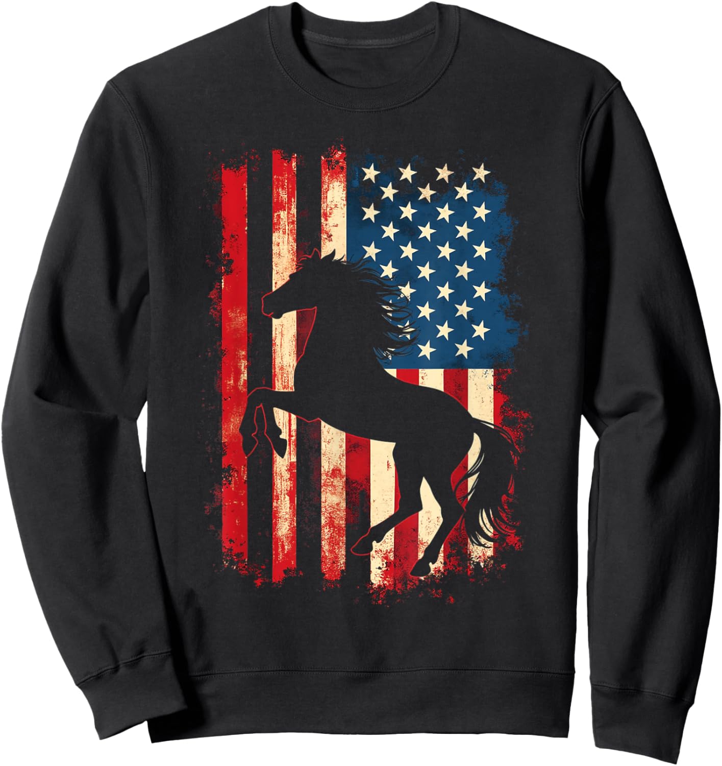 Patriotic Horse Silhouette Sweatshirt - Sweatshirt | Black