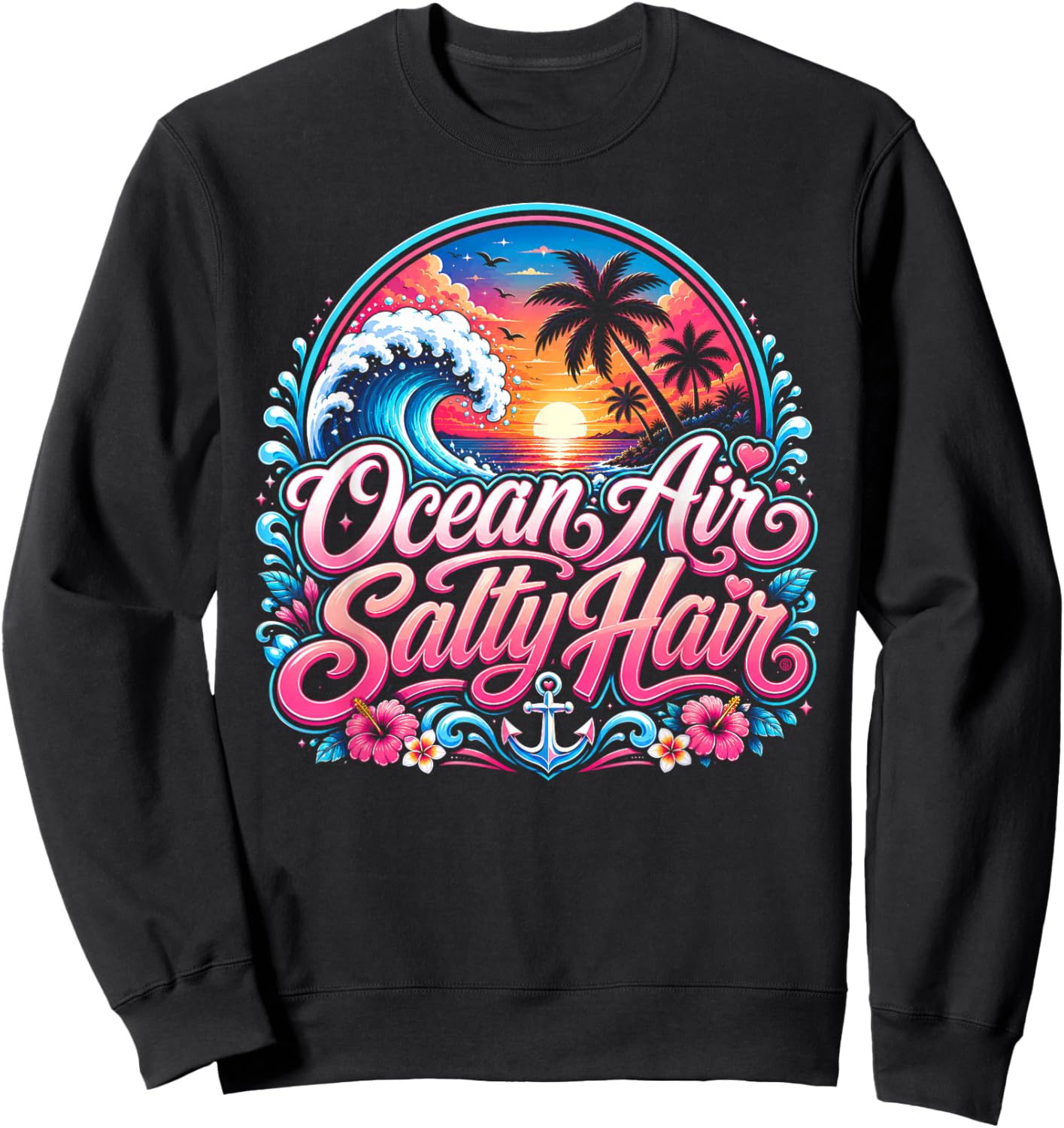Ocean Air Salty Hair Beach Vacation Summer Design Brand: Sweatshirt - Sweatshirt | Black