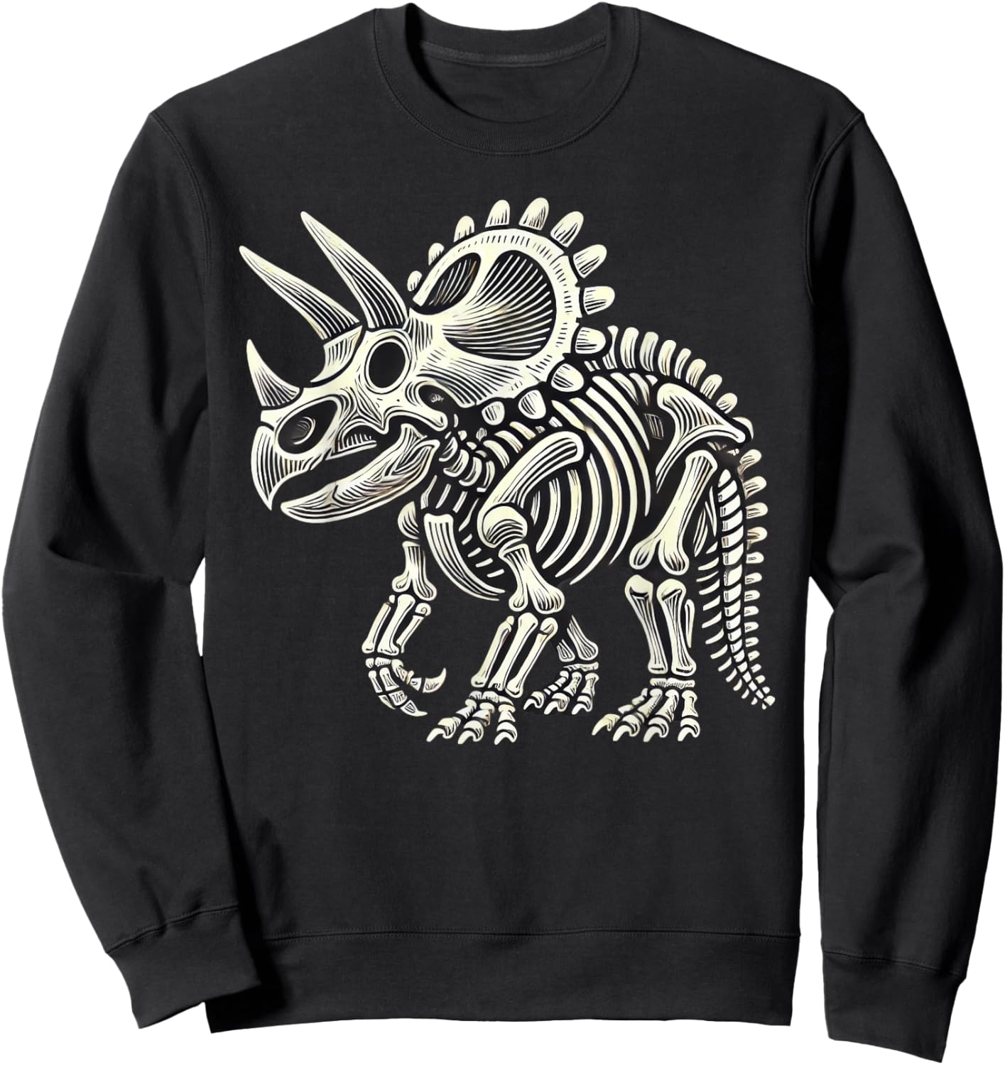 Triceratops Dinosaur Skeleton Halloween Sweatshirt - Sweatshirt | Black