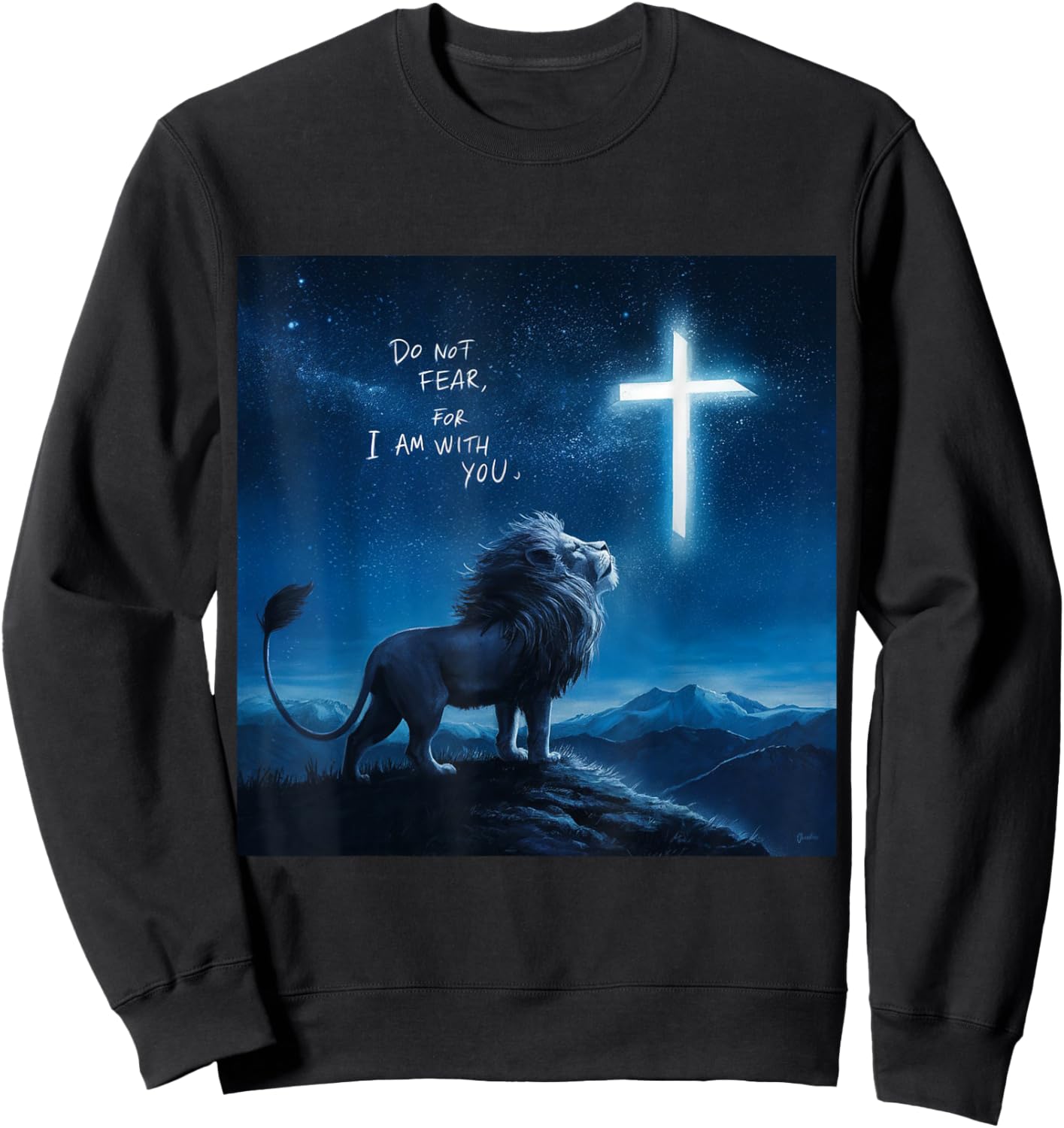 Christian Religious Bible Verse Sayings Lion Fear Scripture Sweatshirt - Sweatshirt | Black