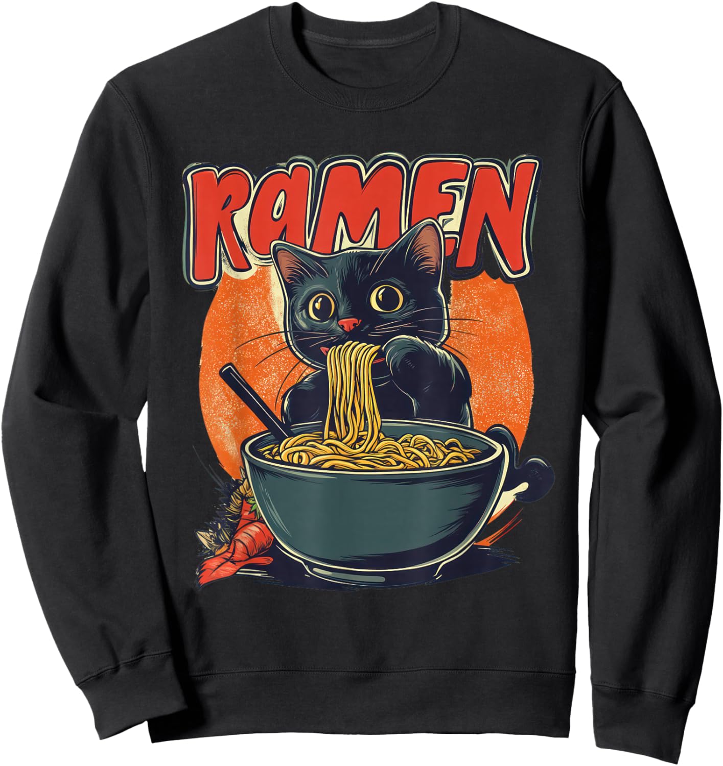Anime Cat Ramen Kawaii japanese cat kawaii manga Sweatshirt - Sweatshirt | Black