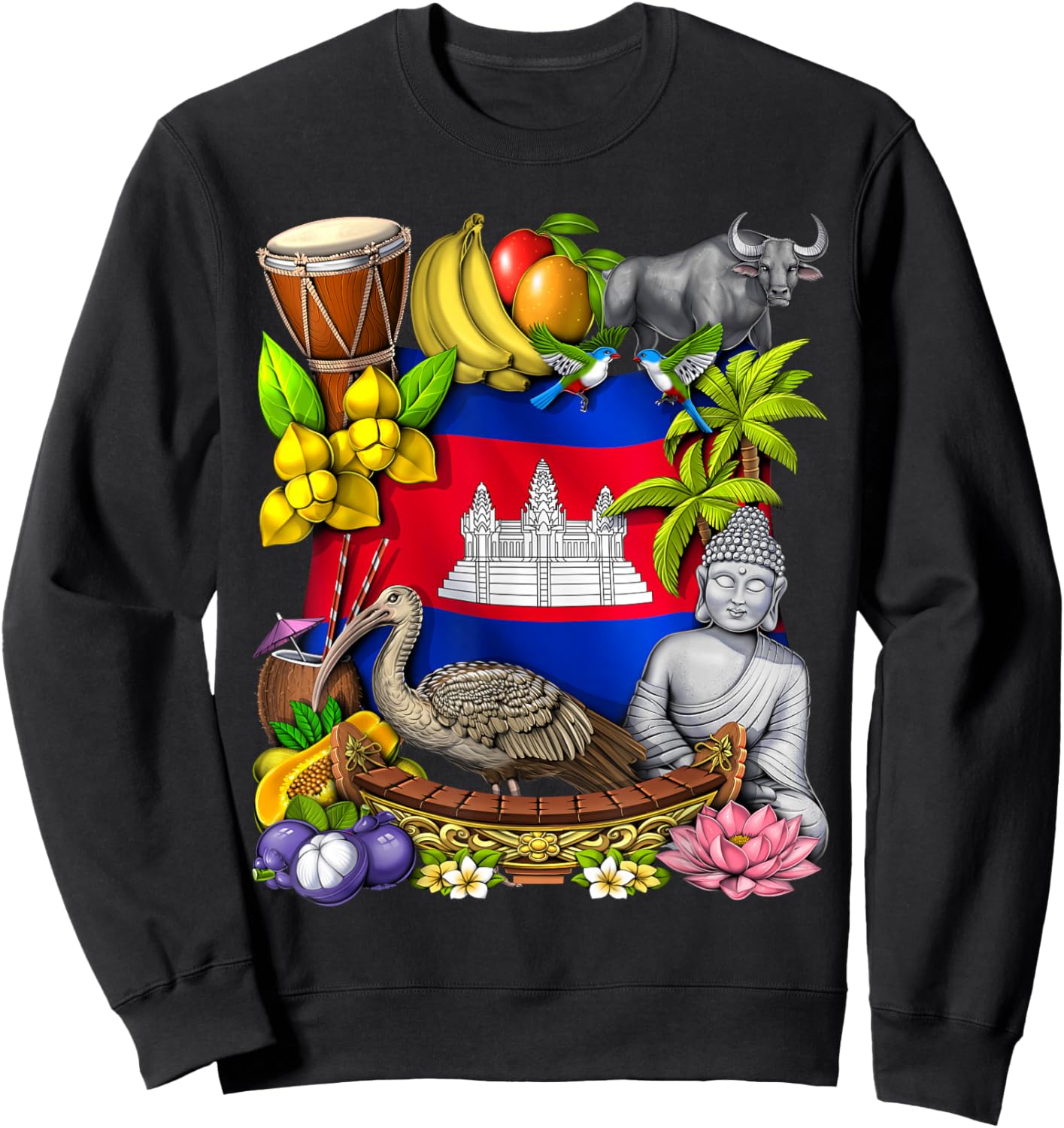 Cambodia Cambodian Flag Khmer Cambodian Heritage Sweatshirt - Sweatshirt | Black