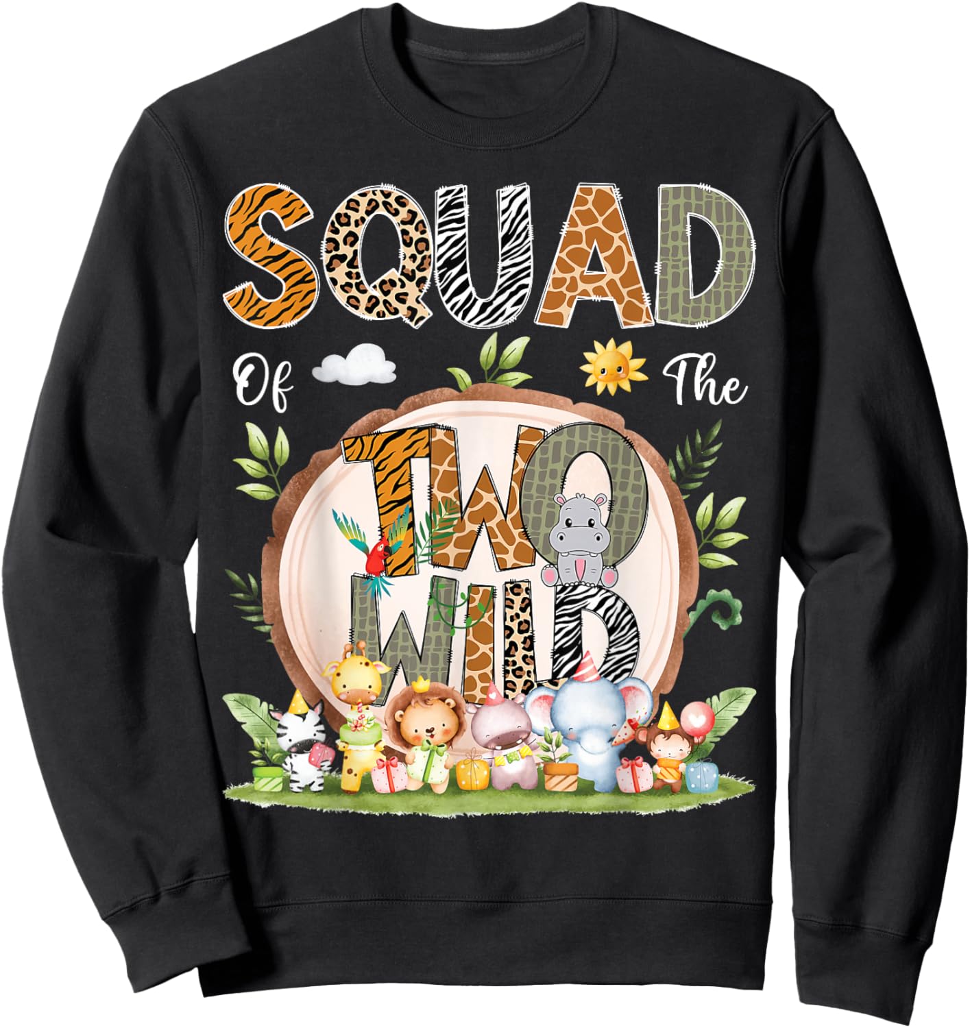 Squad Of The Two Wild Animal Safari 2Nd Birthday Party Sweatshirt - Sweatshirt | Black
