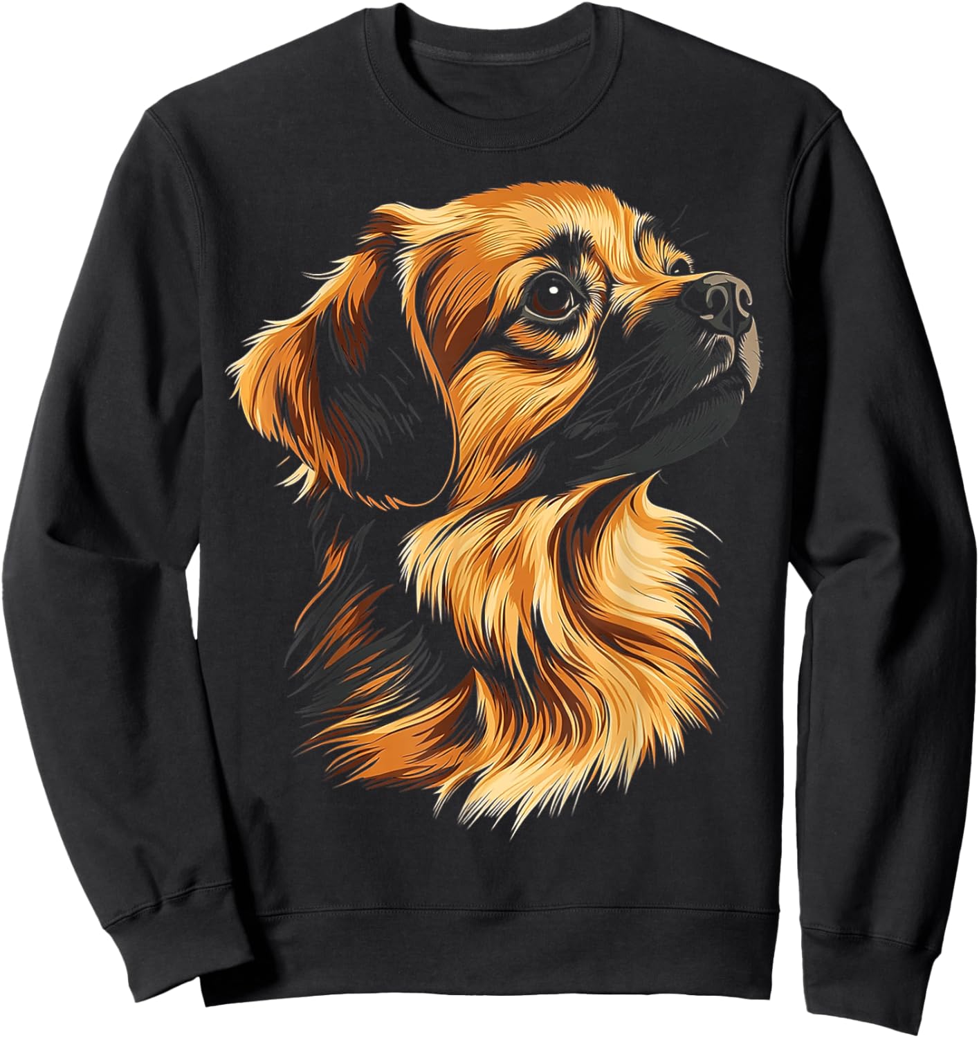 Tibetan Spaniel Dog Motif Pet Illustration Tibetan Spaniel Sweatshirt - Sweatshirt | Black