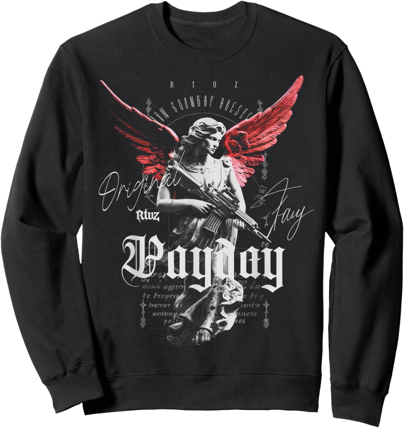 Hip Hop Y2K Vintage Hipster Edgy Urban Streetwear Angel Sweatshirt - Sweatshirt | Black