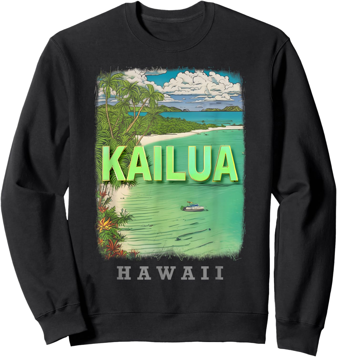 Kailua Hawaii HI Tropical Paradise SD586 Sweatshirt - Sweatshirt | Black