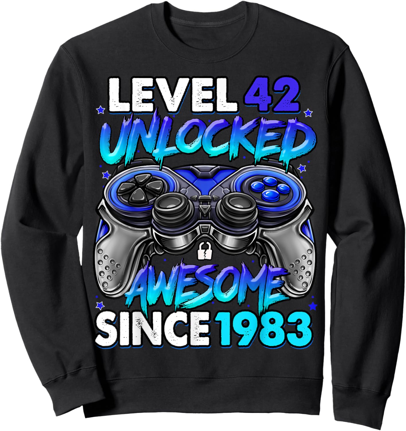 Level 42 Unlocked Awesome Since 1983 42nd Birthday Gaming Sweatshirt - Sweatshirt | Black