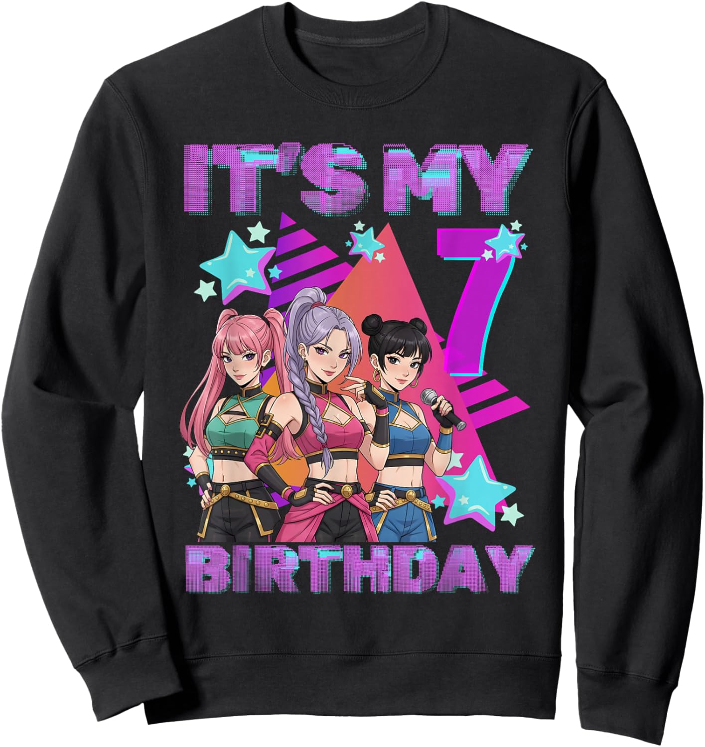 7 Years Birthday K-Pop Kids 7th Birthday Girl K-Pop Sweatshirt - Sweatshirt | Black