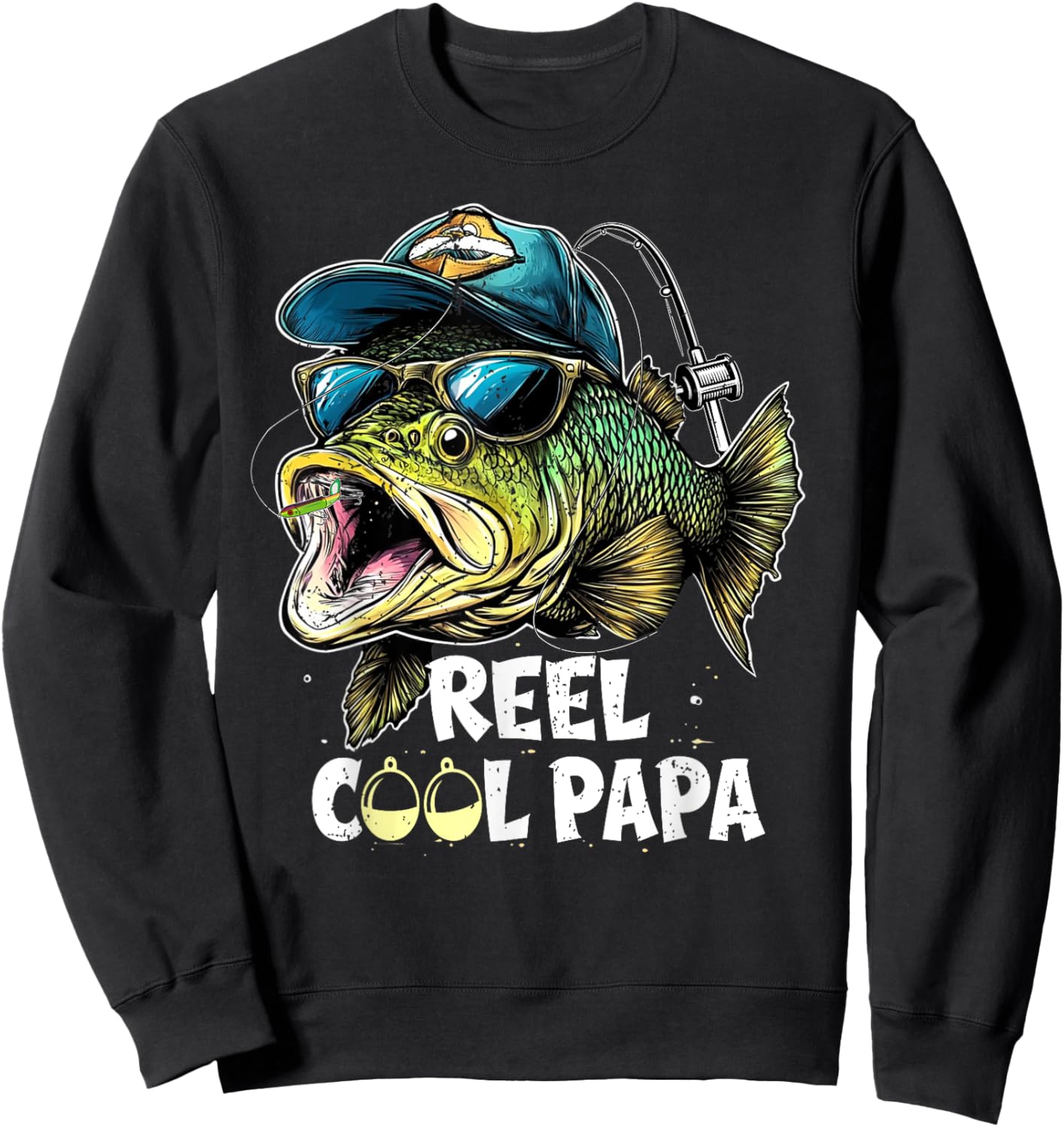 Reel Cool Papa graphic Papa Father's Day Sweatshirt - Sweatshirt | Black