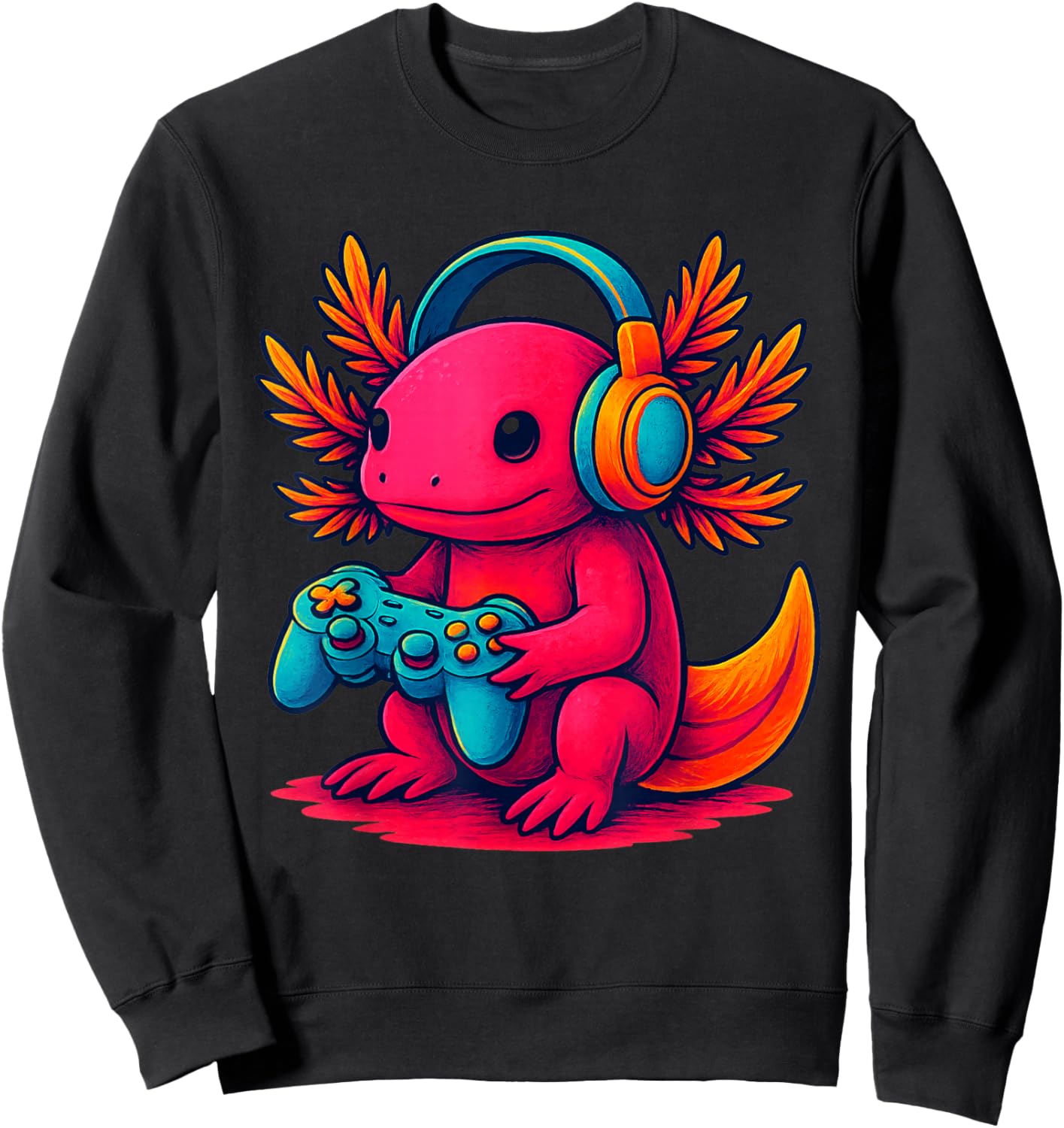 Gamer Axolotl Video Game Pet Amphibian Sweatshirt - Sweatshirt | Black