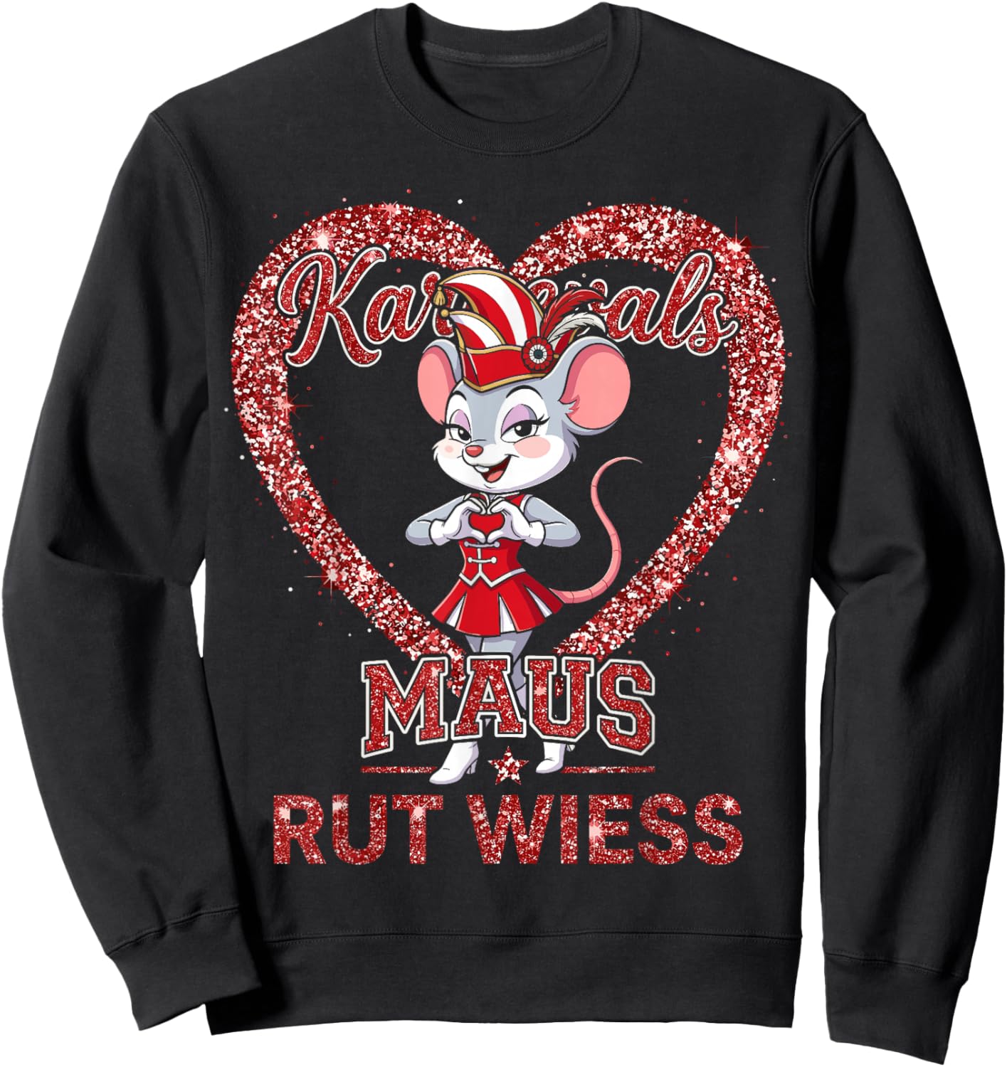 Carnival Mouse Rut Wess Cologne Fancy Dress Red White Look Sweatshirt - Sweatshirt | Black
