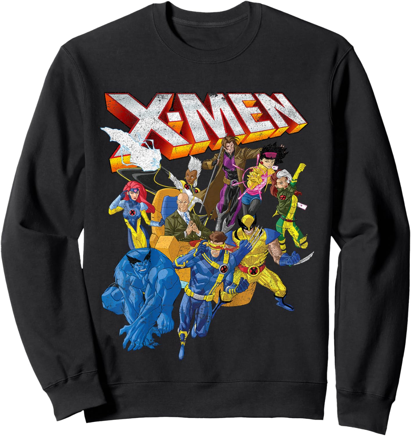 Marvel X-Men Vintage Group Shot Logo Sweatshirt - Sweatshirt | Black