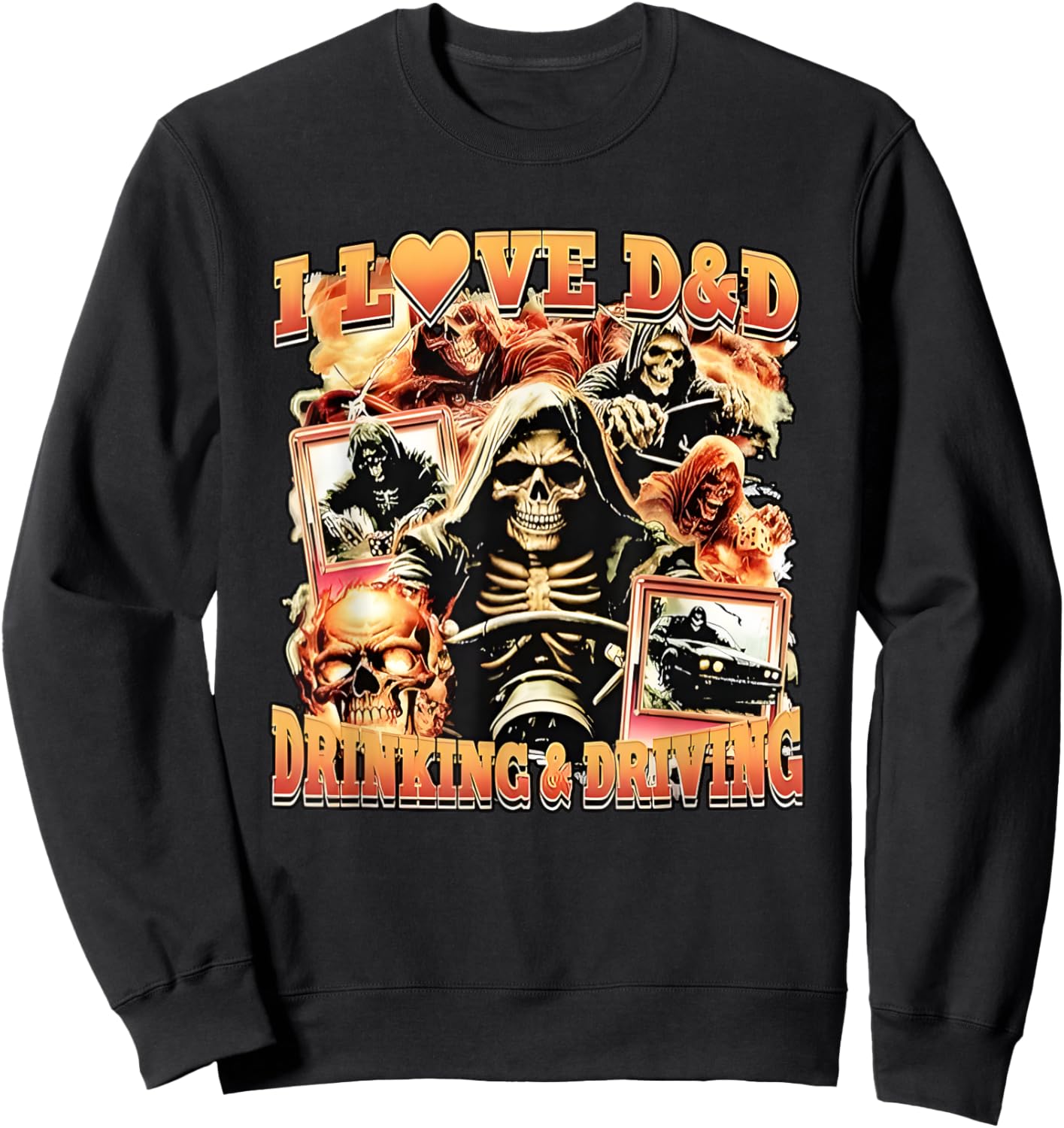 I love D&D Drinking & Driving Death Reaper Sweatshirt - Sweatshirt | Black