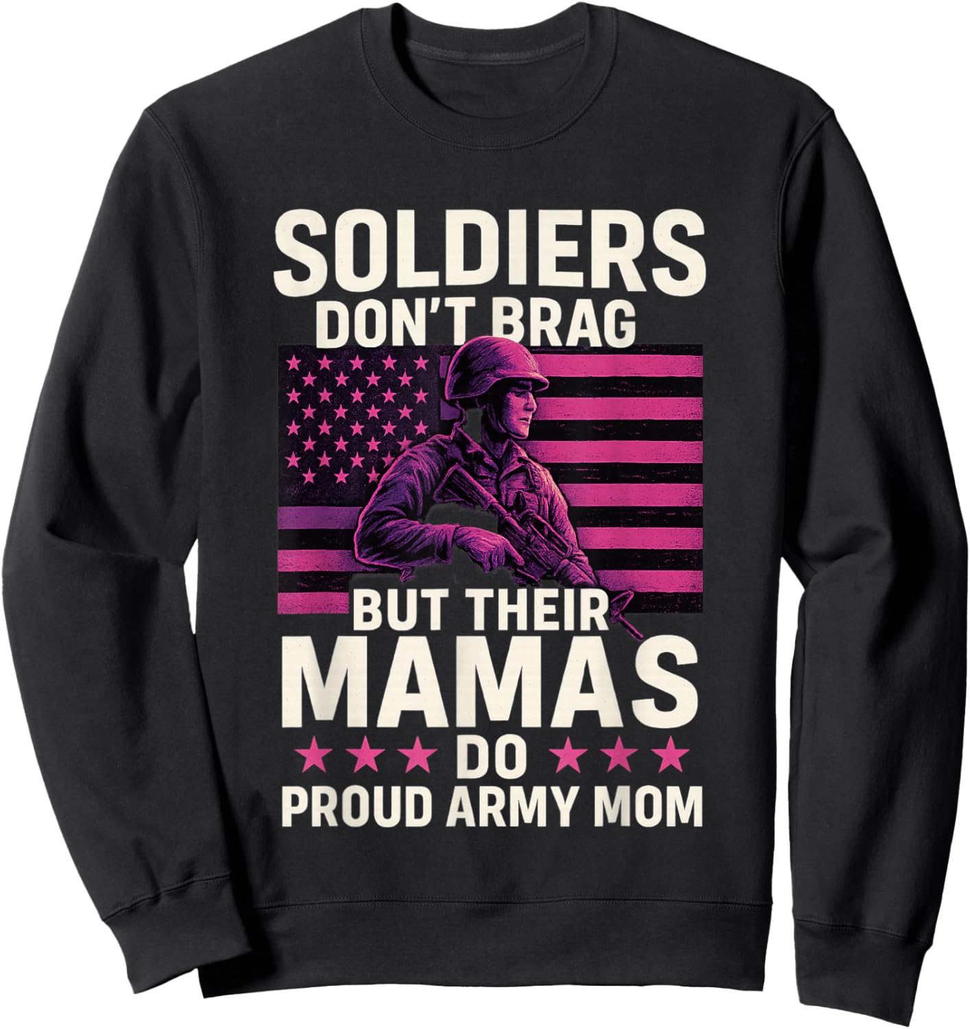 Proud Military Mom Mothers Day Sweatshirt - Sweatshirt | Black