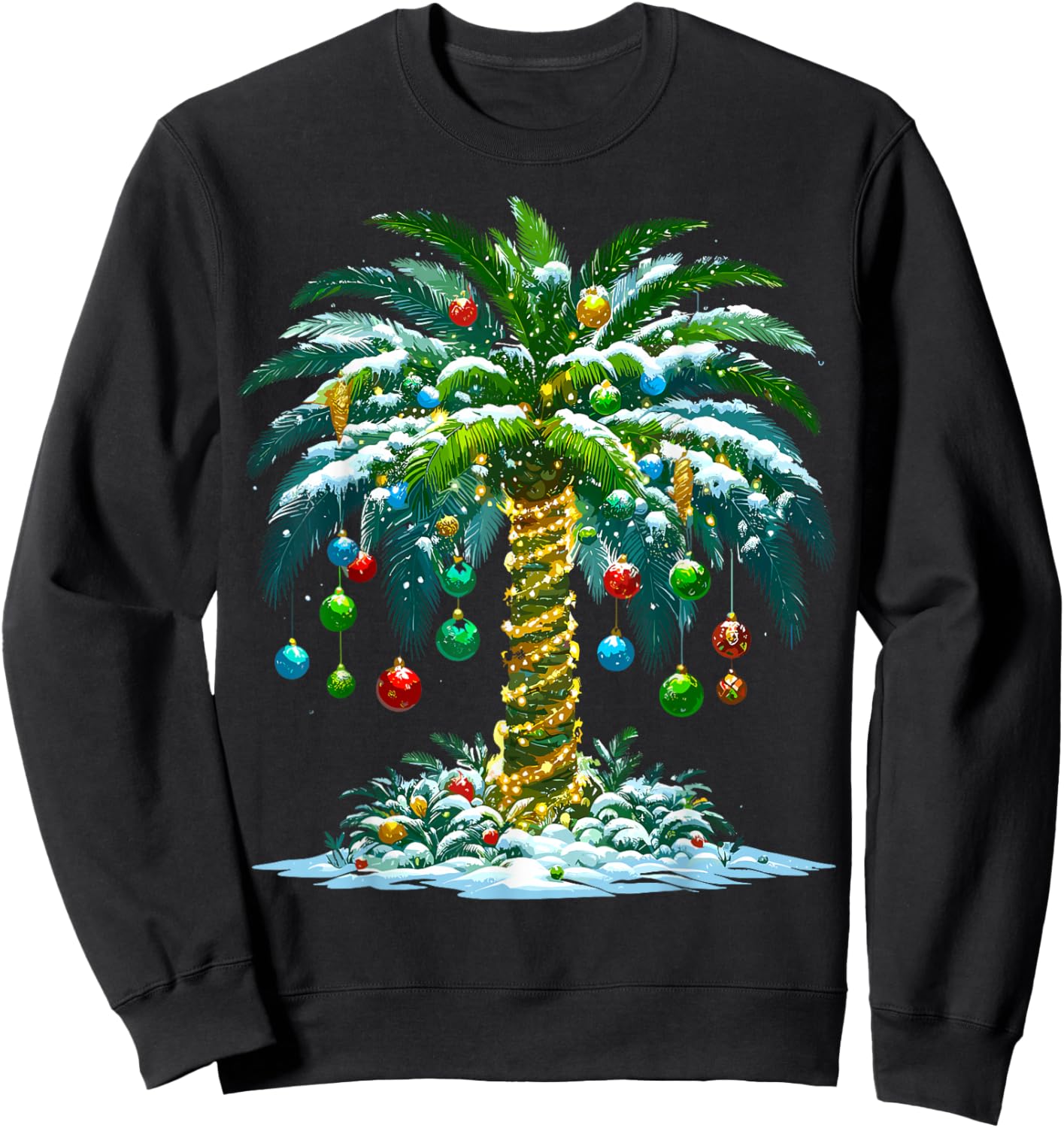 Christmas Palm Tree Hawaiian Tropical Xmas Sweatshirt - Sweatshirt | Black