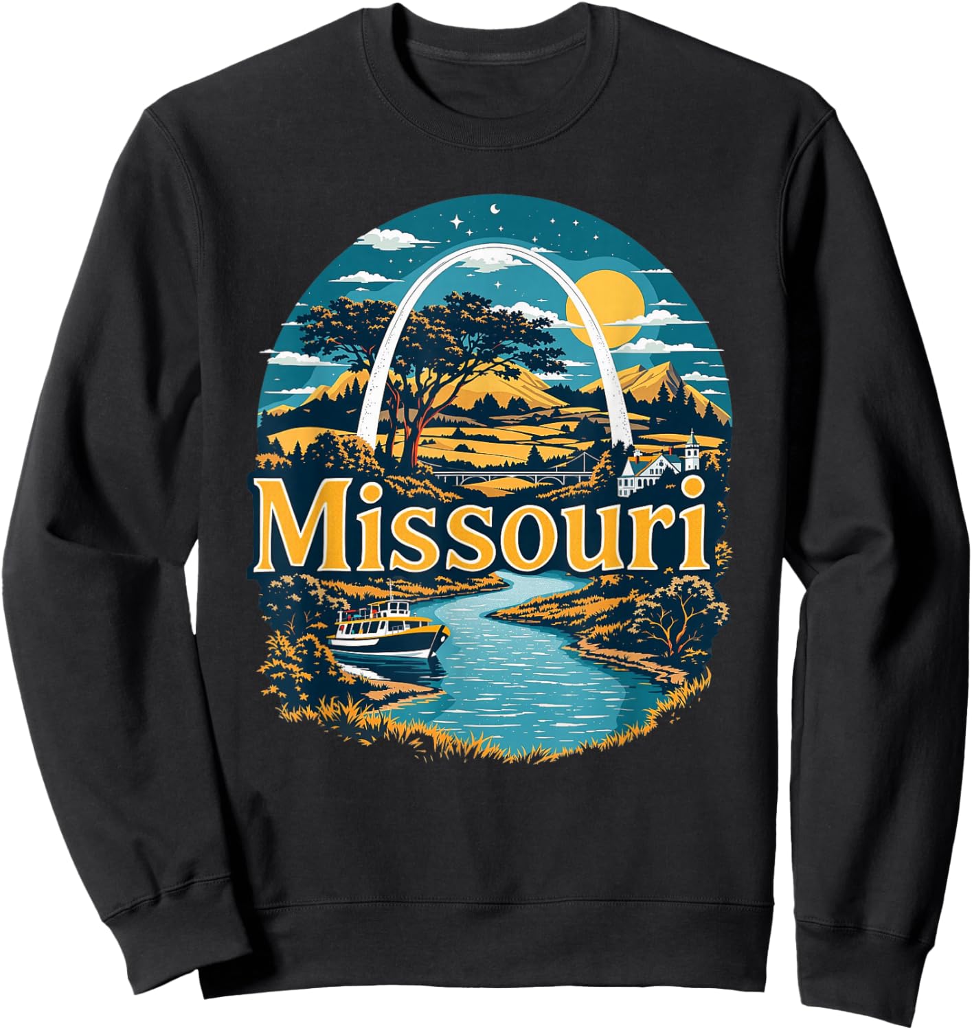 Retro Missouri Home State MO Nature Sunset Vintage Sweatshirt - Sweatshirt | Black