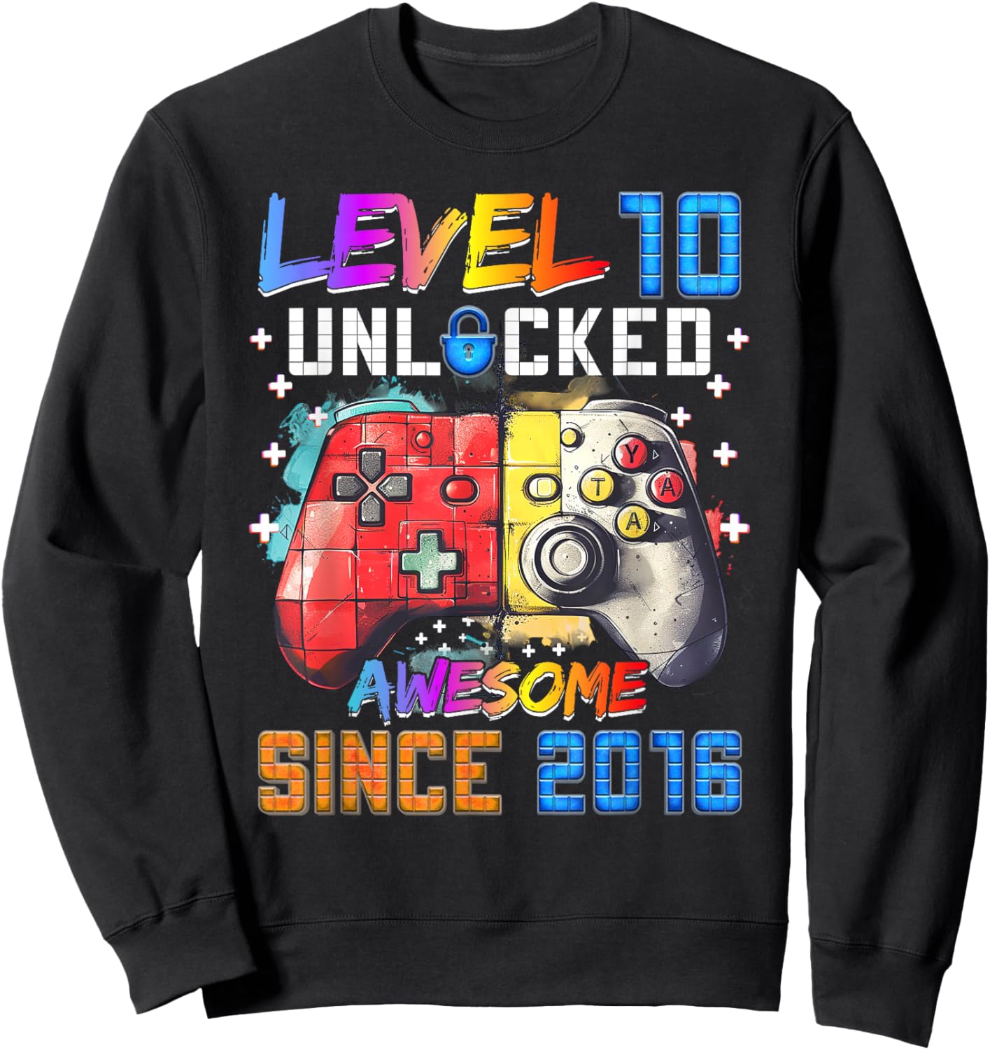 Level 10 Unlocked Funny Video Gamer 10th Birthday Sweatshirt - Sweatshirt | Black