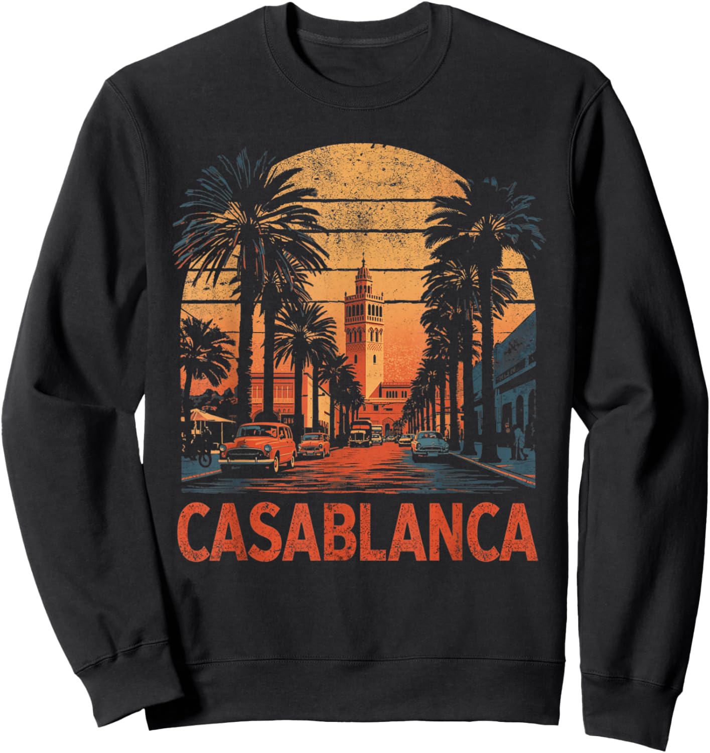 Casablanca Maroc Vintage 80s Style Retro Sweatshirt - Sweatshirt | Black