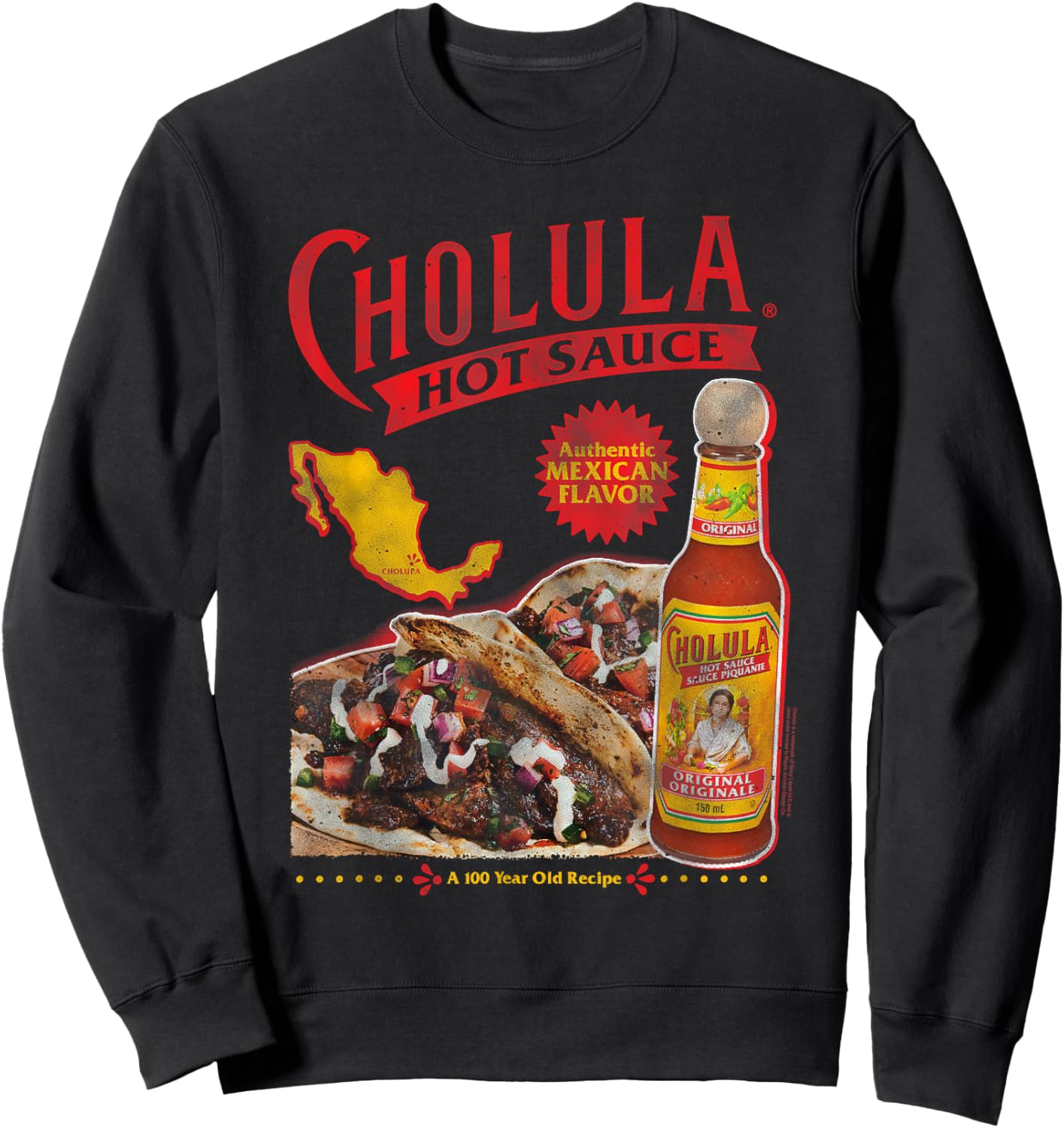 Cholula Authentic Mexican Flavor Hot Sauce Sweatshirt - Sweatshirt | Black