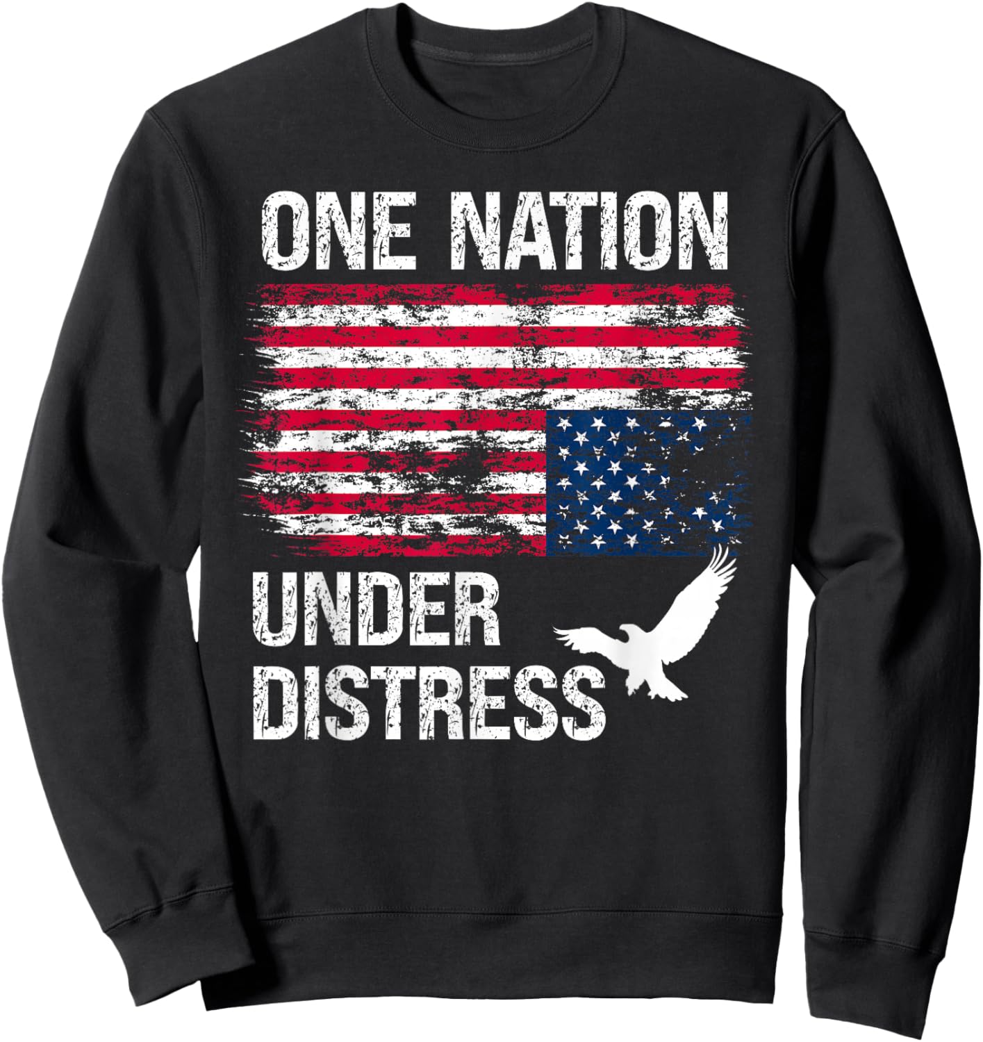 America Under Distress USA Upside Down American Flag US Flag Sweatshirt - Sweatshirt | Black