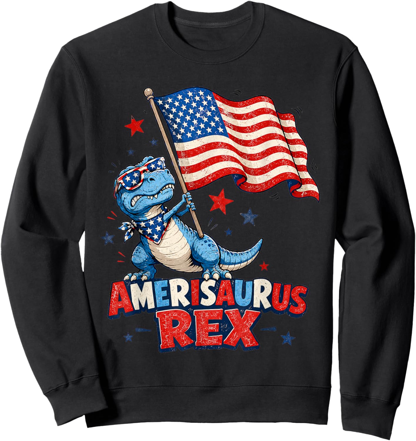 Dinosaur 4th of July T Rex Funny Amerisaurus Rex Boys Men Sweatshirt - Sweatshirt | Black