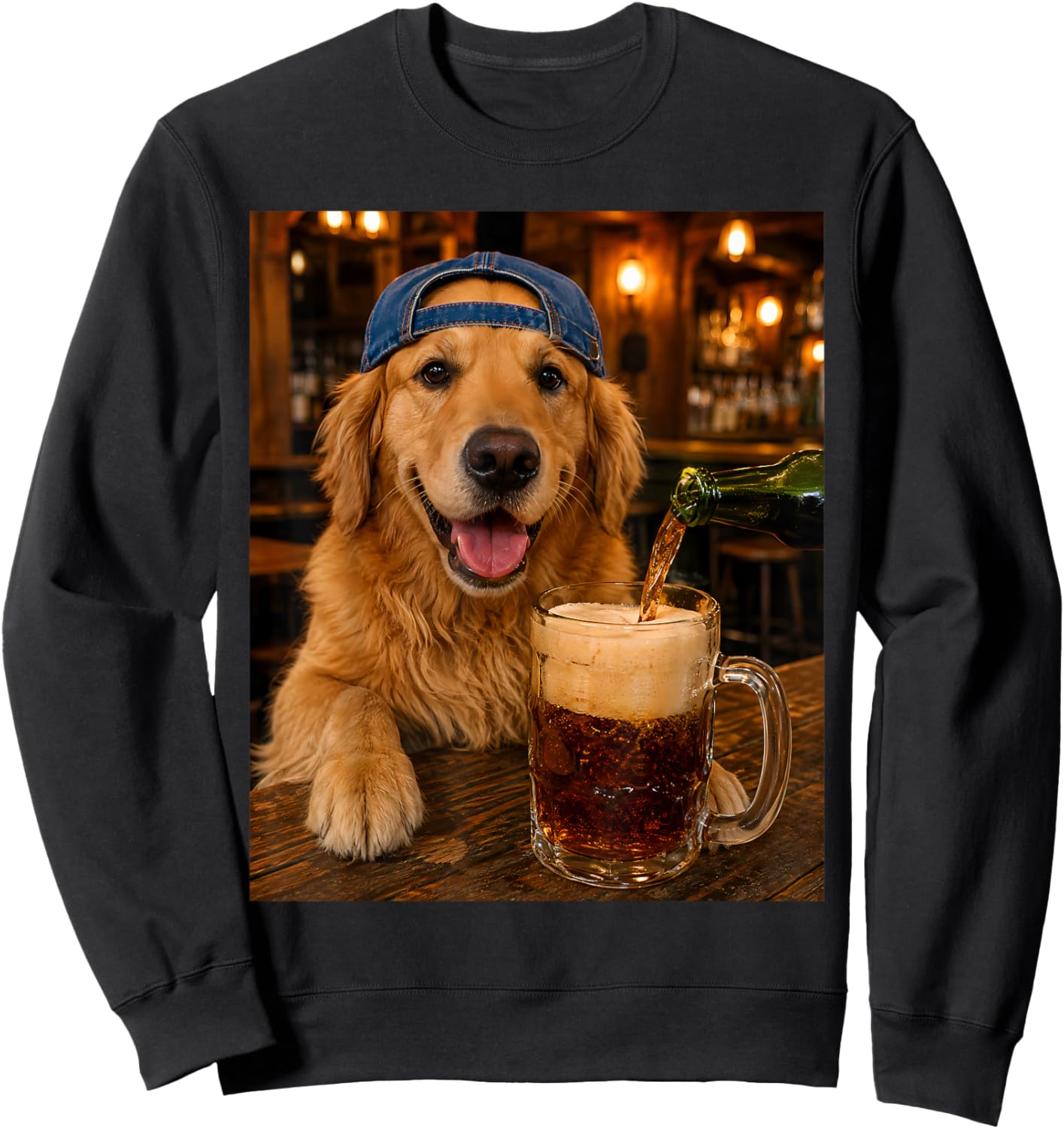 Golden Retriever Drinking Beer Funny Dog Meme Sweatshirt - Sweatshirt | Black
