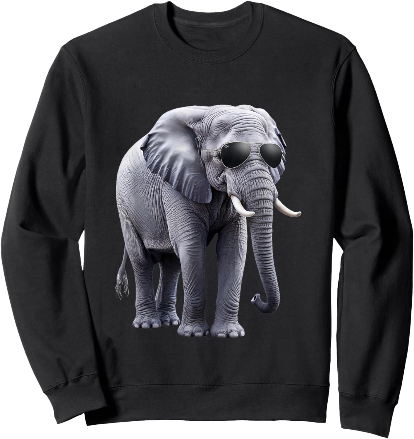 Cool Elephant with Sunglasses - Funny Design Sweatshirt - Sweatshirt | Black