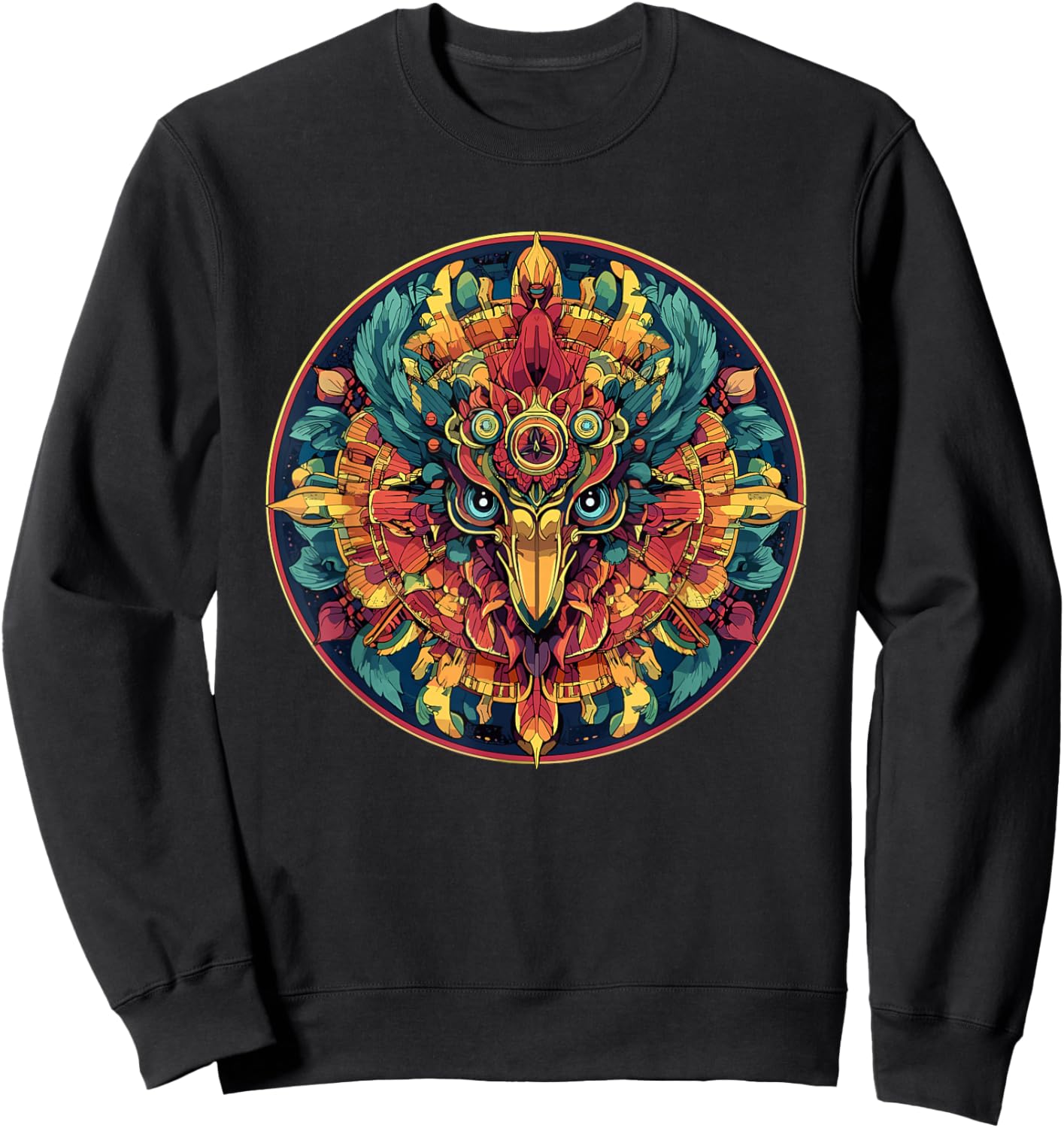 Sacred Sun Bird Phoenix Mandala Totem Sweatshirt - Sweatshirt | Black