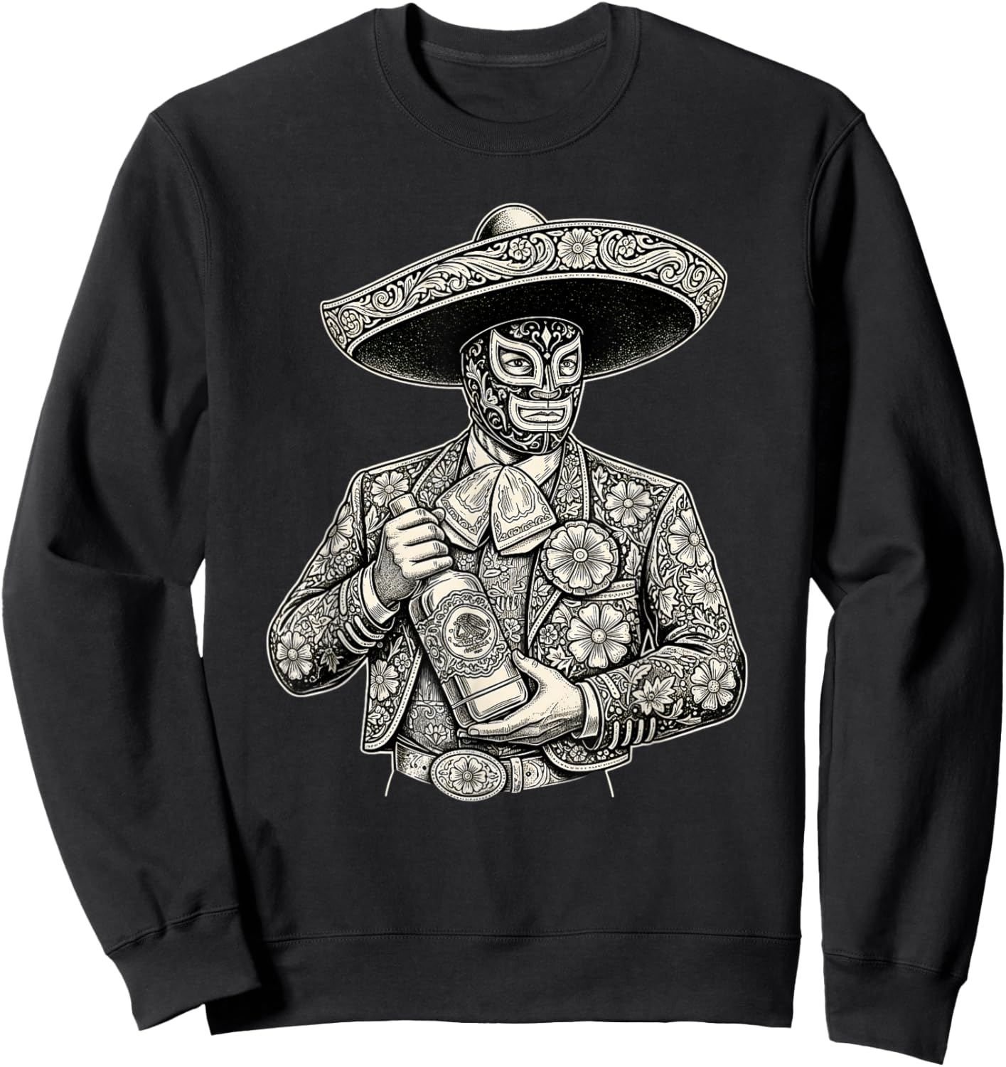 Mexico Lucha Libre Luchador Sweatshirt - Sweatshirt | Black