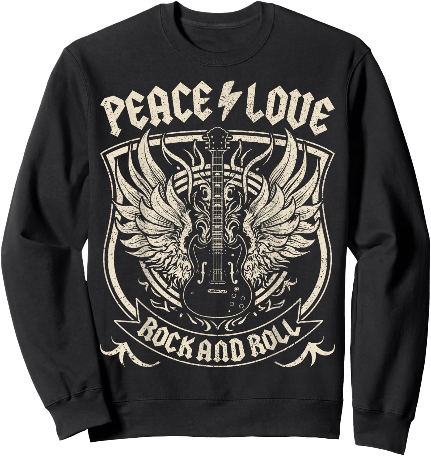 Rock Band Rock Concert Peace Love Rock And Roll Costume Rock Sweatshirt - Sweatshirt | Black