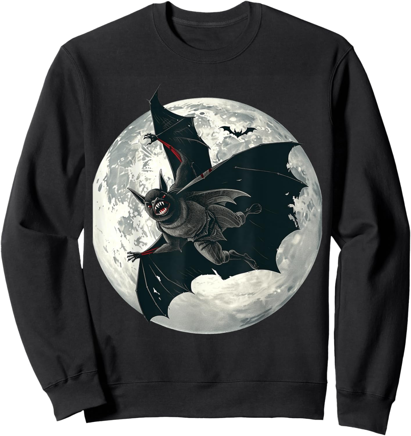 Gothic Vampire Bat Halloween Graphic Sweatshirt - Sweatshirt | Black