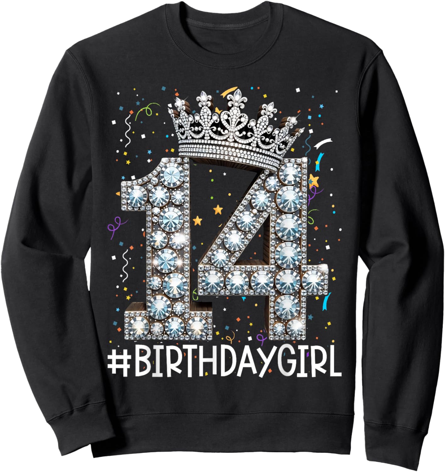 14 BirthdayGirl 14 Years Old Happy 14th Birthday Girl Sweatshirt - Sweatshirt | Black