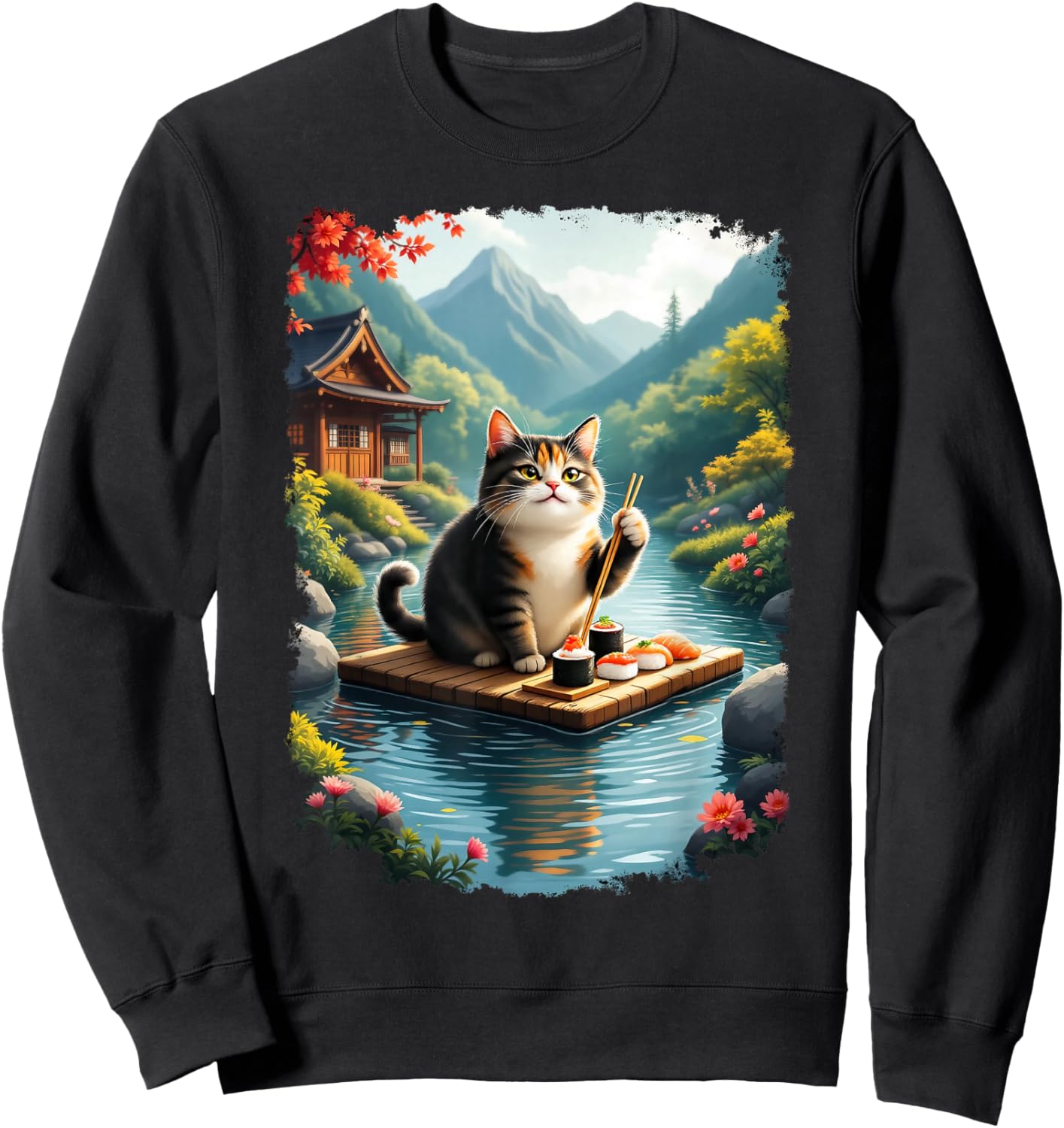 Kawaii Cat Lover Japanese Cats Owner Sushi Anime Otaku Sweatshirt - Sweatshirt | Black