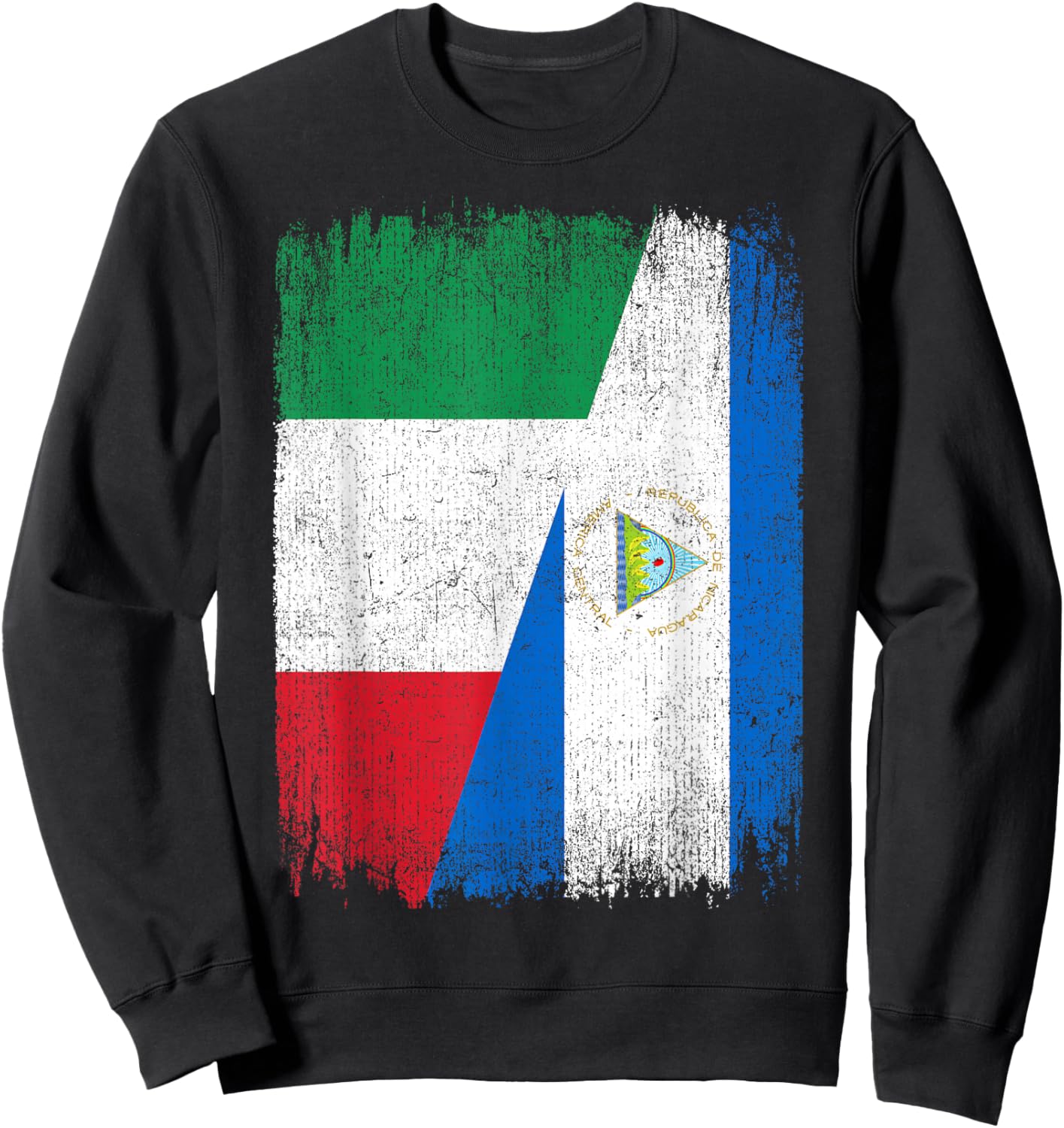 Half Italy Nicaragua Flag Italian Nicaraguan Pride Roots Sweatshirt - Sweatshirt | Black