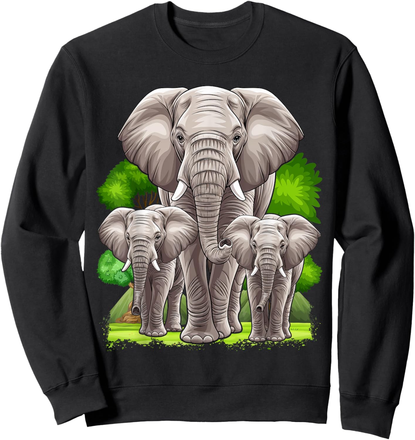 Elephant Family Africa Safari Zoo Keeper Elephant Sweatshirt - Sweatshirt | Black