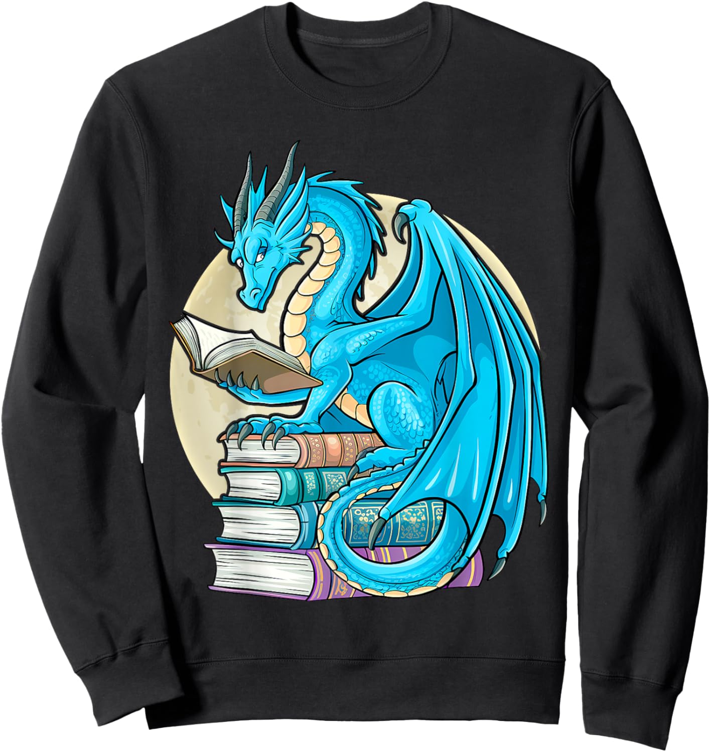 Book Lover Bookworm Reading Books Dragon Sweatshirt - Sweatshirt | Black