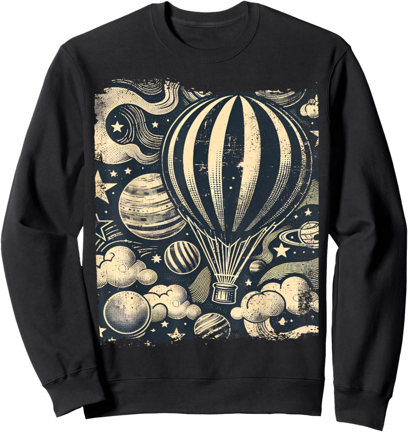 Vintage Hot Air Balloon Sweatshirt - Sweatshirt | Black